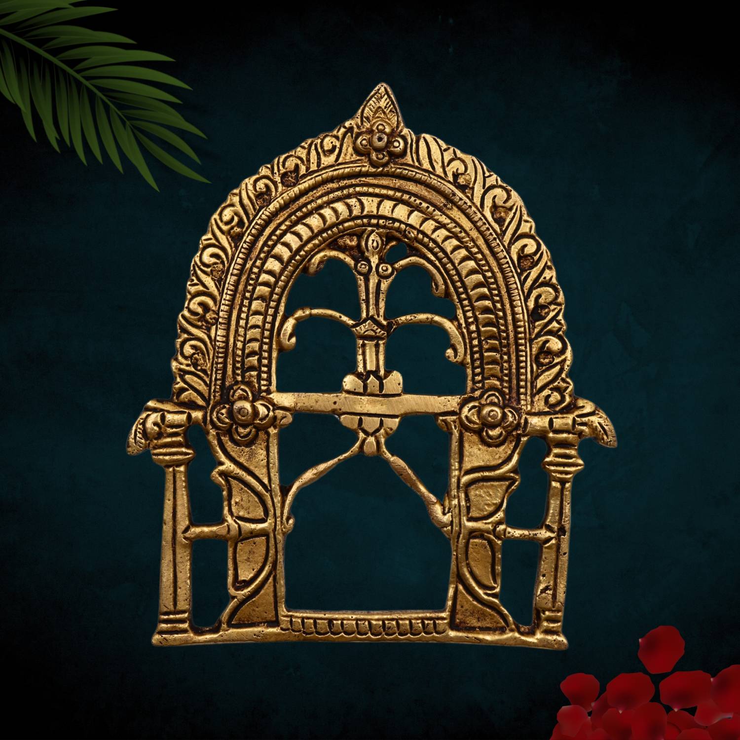 Bhunes Brass Prabhavali Frame Arch Wall Hanging Prabhawal For Temple Home Décor Decorative Showpiece - 14 cm