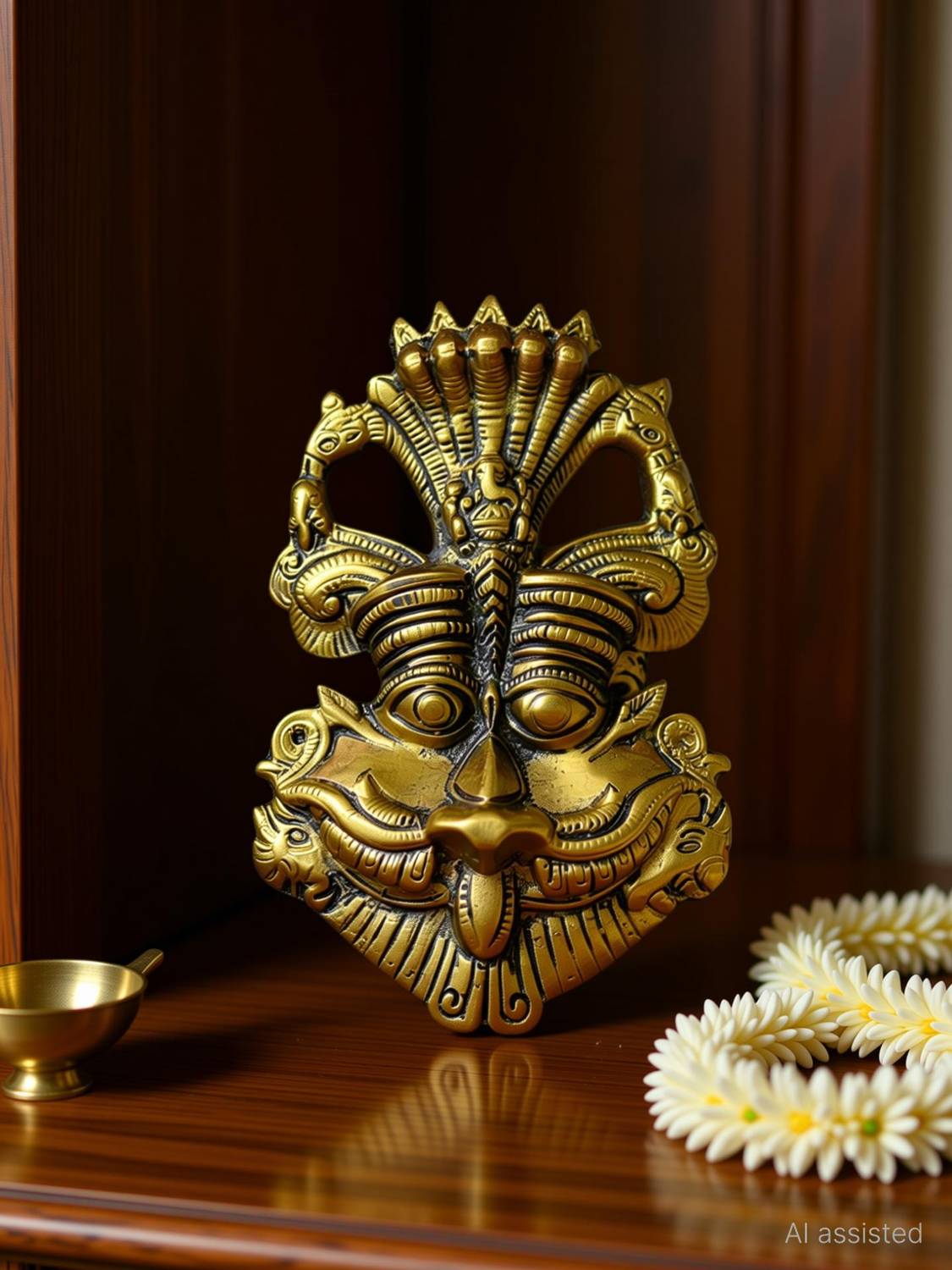 Asha Enchant Decor Kirtimukha Main Door Entrance Wall Hanging Keerthi Mukham Evil/Devil Protection Decorative Showpiece - 16 cm