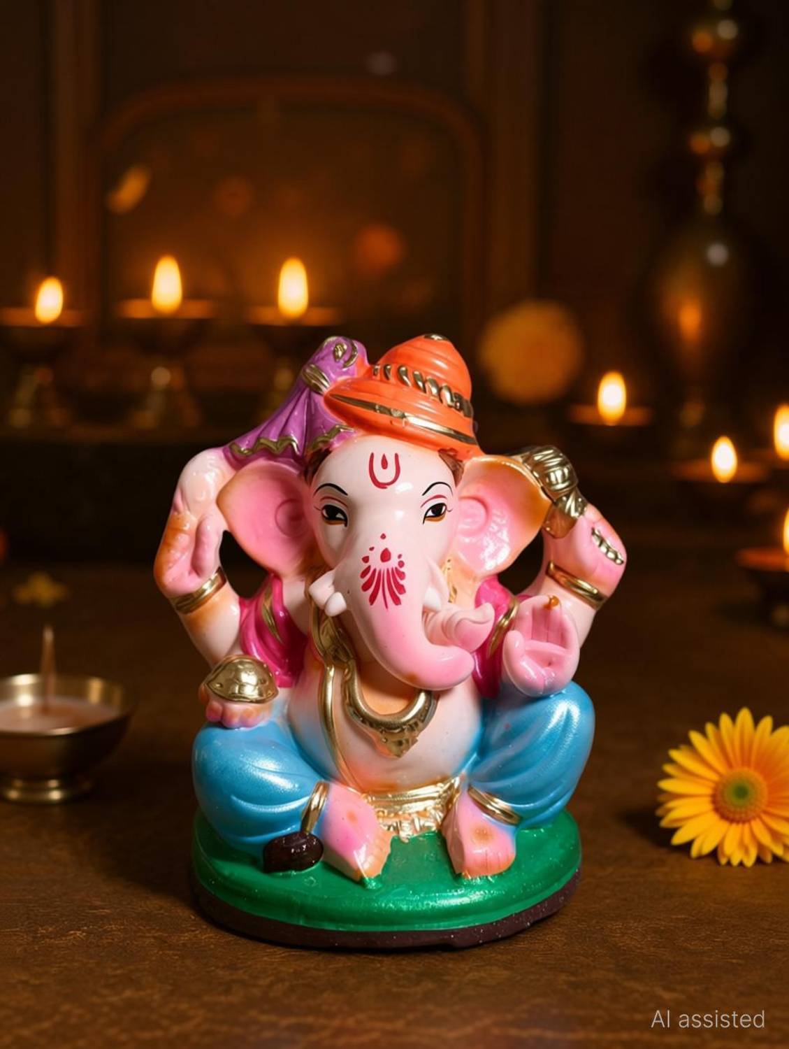 Aksharveda Ganesha Idol 6 inches Decorative Showpiece  -  17 cm