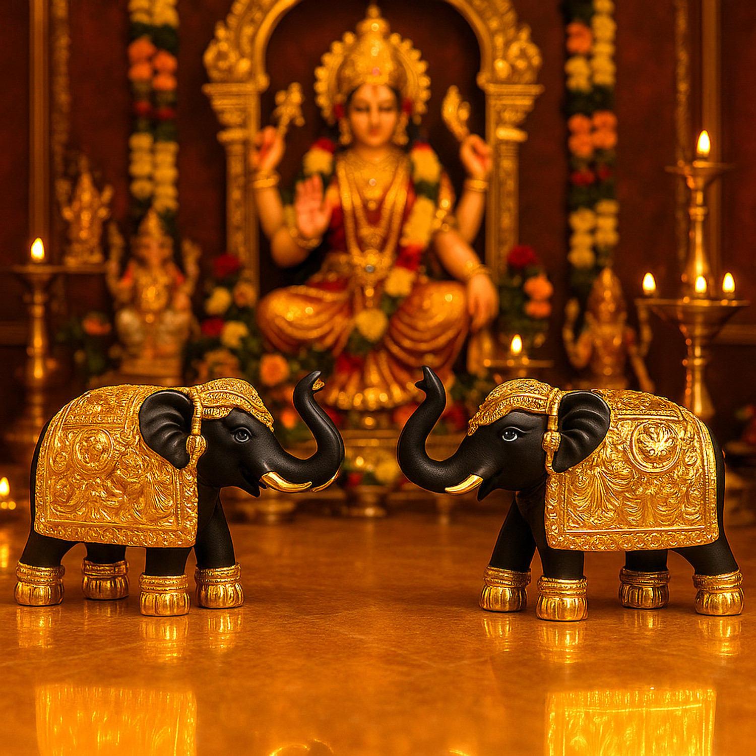Image of NIHARIKA HANDICRAFT Set of 2 Cute Royal Elephant Showpiece - Premium Home, Car Decor & Gift items Decorative Showpiece - 9 cm