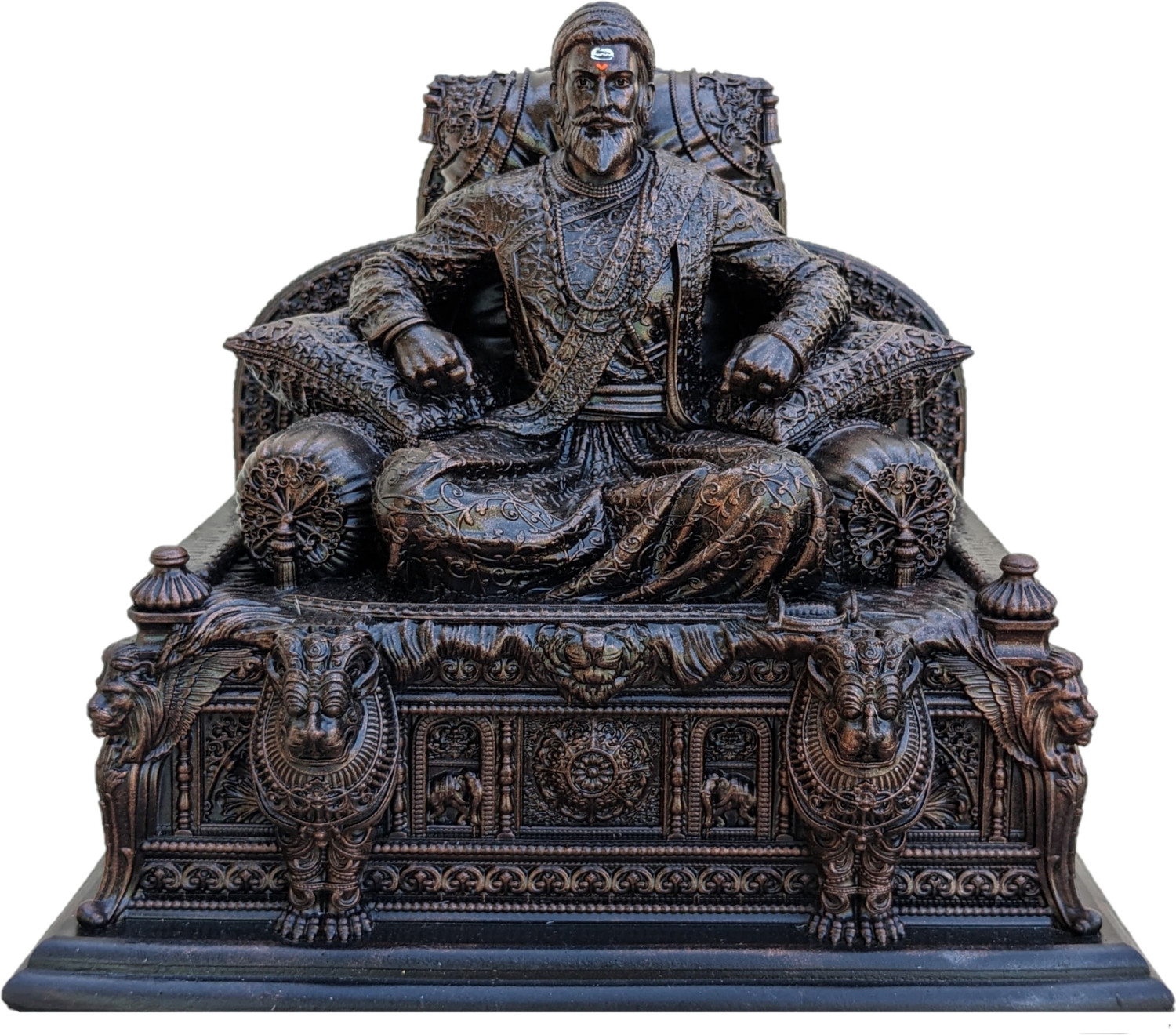 Image of Vrusham Creations Chatrapati Shivaji Maharaj Statue Rajeshahi Baithak 4 inch Copper Decorative Showpiece - 10 cm