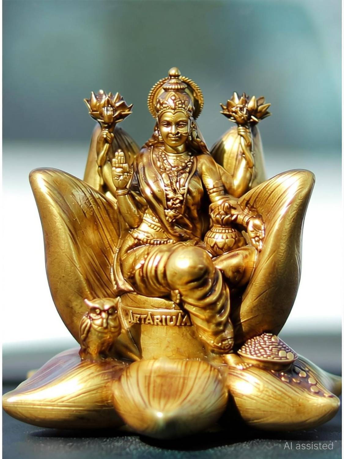ARTARIUM Artarium Padma Laxmi Ji Statue laxmi ji murti Showpiece for Car Dashboard Decorative Showpiece  -  6.85 cm