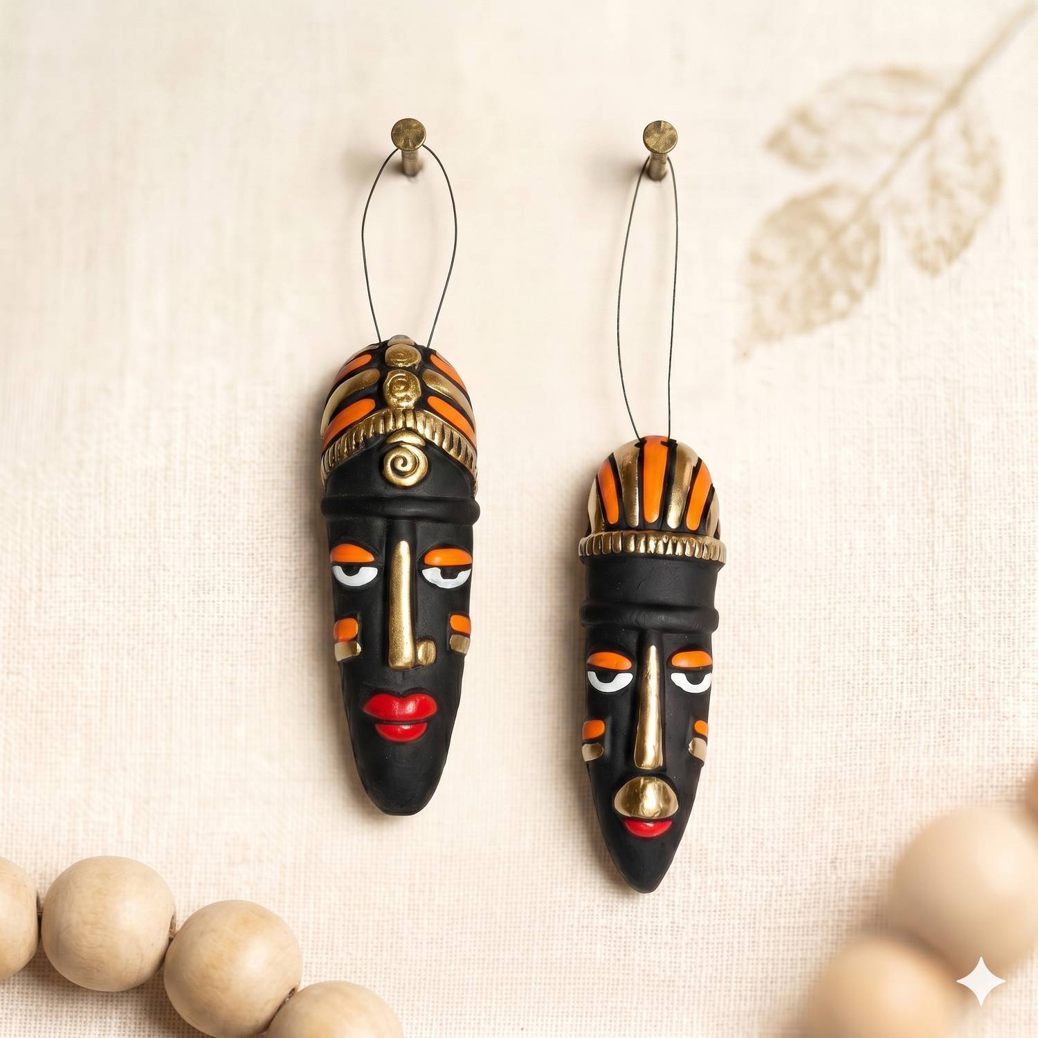 Arvani Collections Terracotta Tribal Wall Hanging Mask Decorative Showpiece - 12 cm