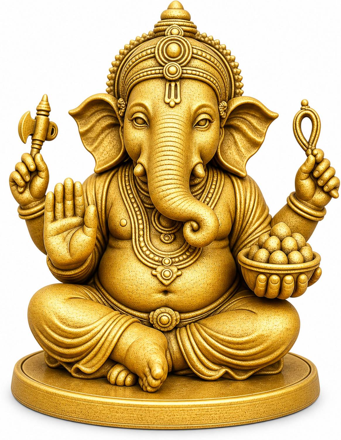 glomantic Ganesh Ji Idol 4 Inch Golden | 62g | Home Decor & Puja Murti Decorative Showpiece - 10 cm