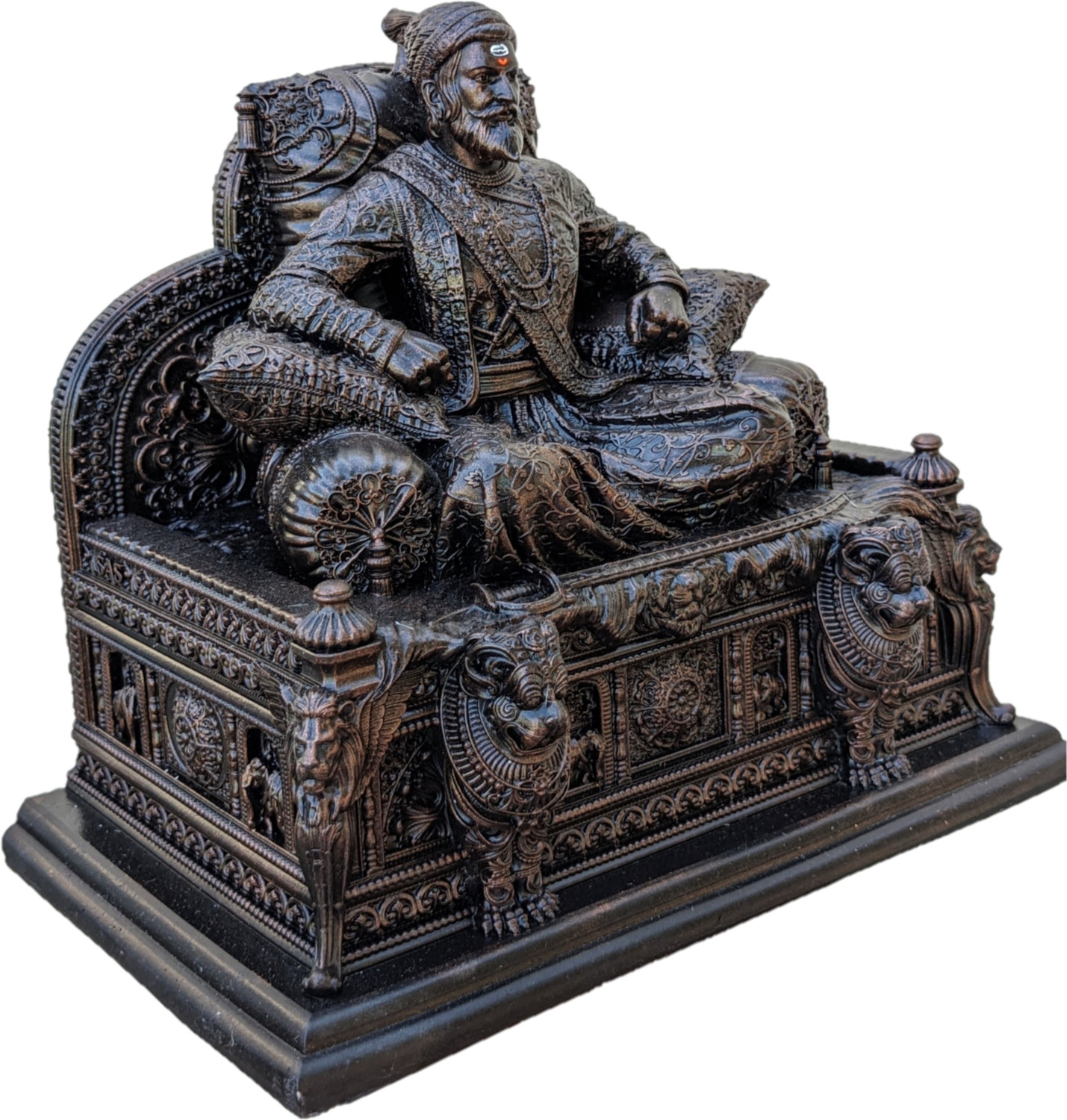 Image of Vrusham Creations Chatrapati Shivaji Maharaj Statue Rajeshahi Baithak 4 inch Copper Decorative Showpiece - 10 cm