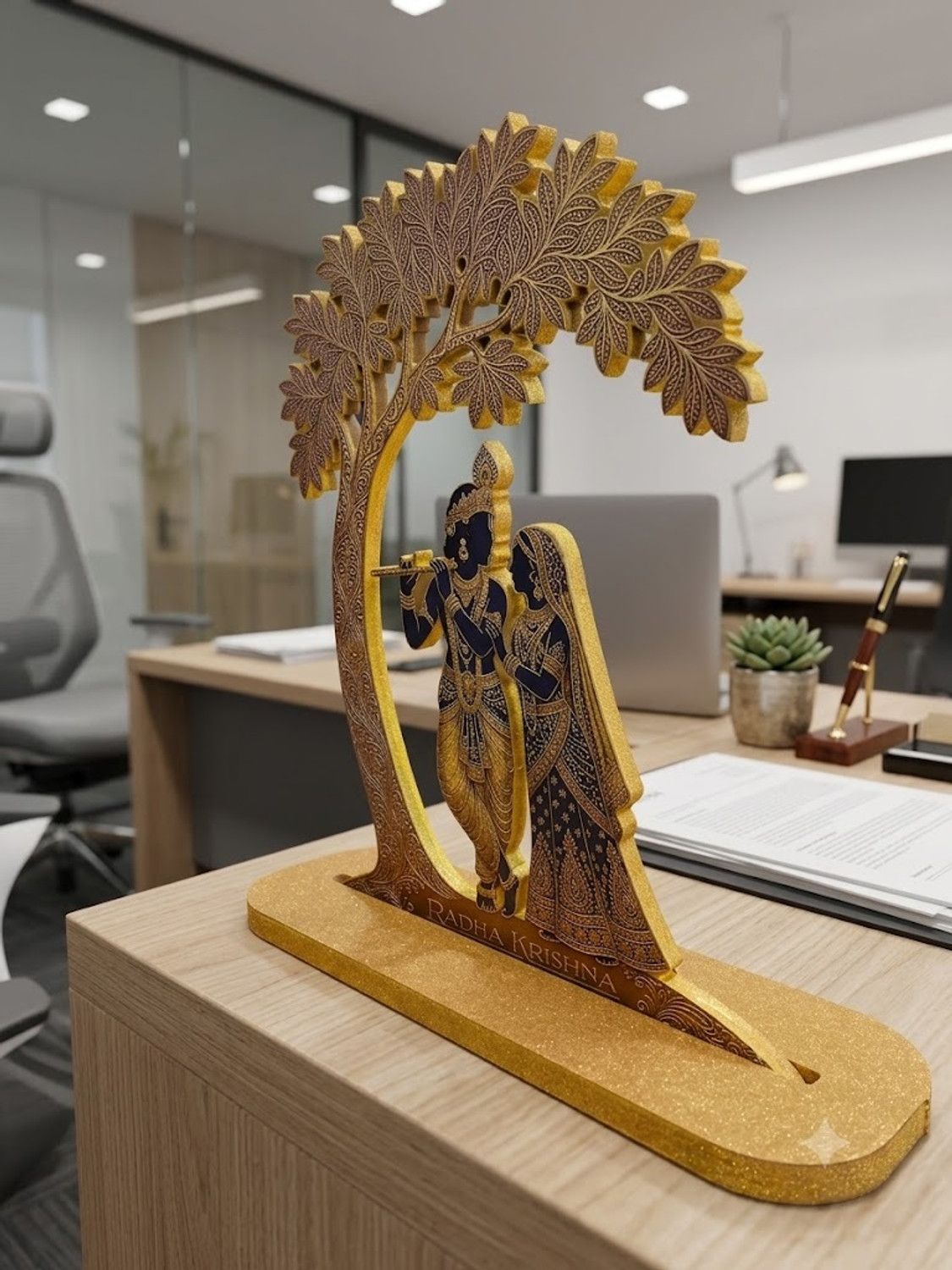 Image of AKDESIGNING Decorative Showpiece - 29 cm (Wood, Gold)