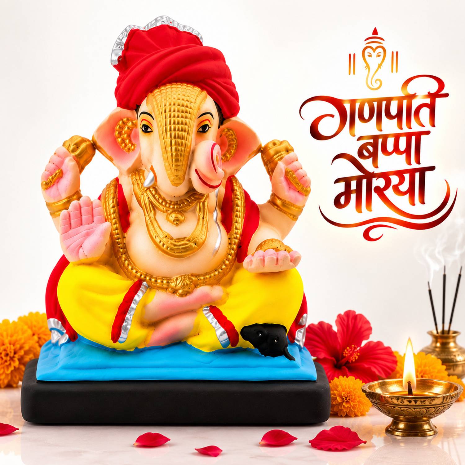 ARTYORA ARTYORA Eco Friendly Mitti Ganesh Idol for Ganesh Chaturthi Pooja Visarjan Decor Decorative Showpiece - 20 cm