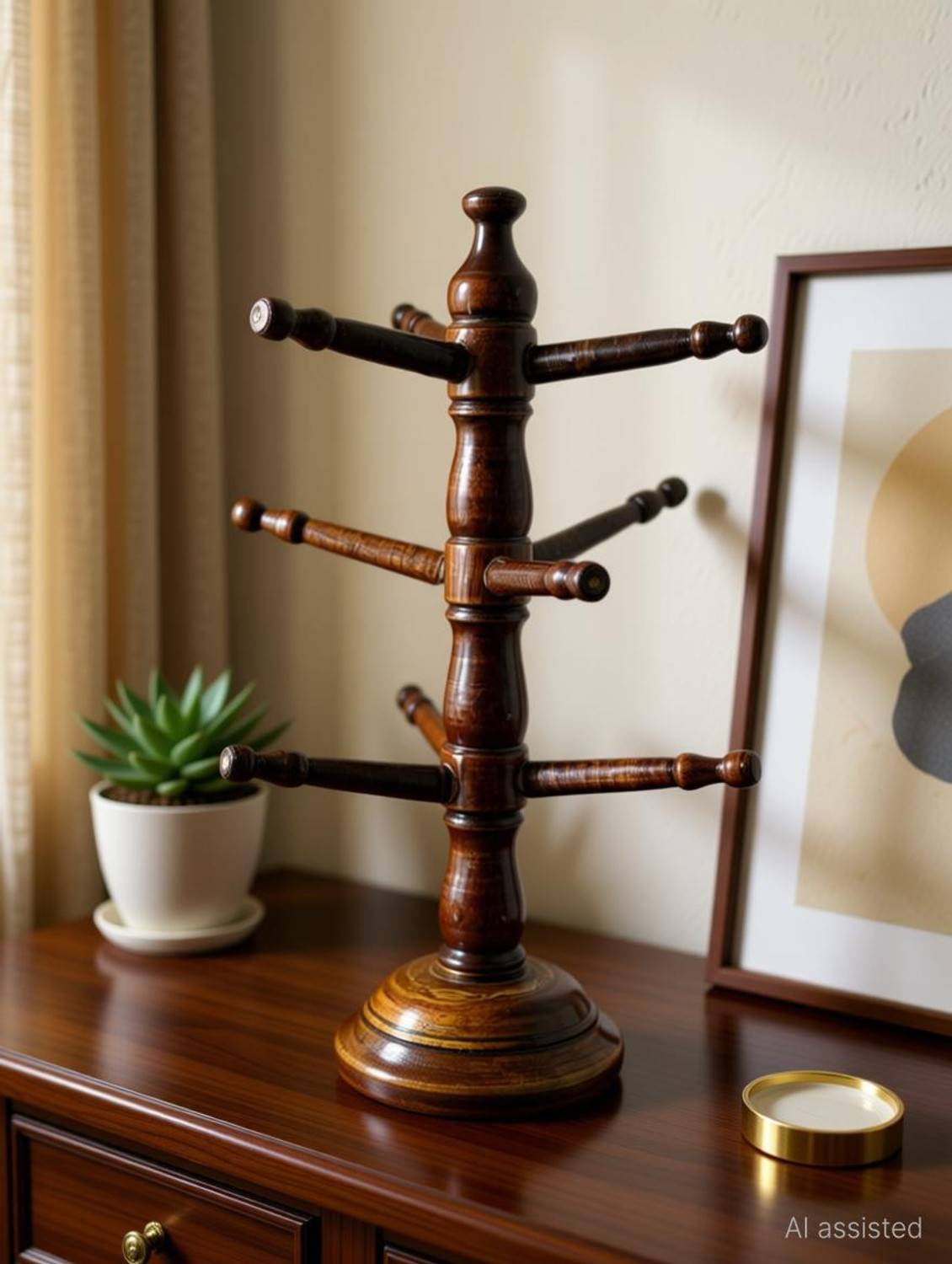 Image of SKSS Wooden Handmade Bangle Stand For Home Decor Decorative Showpiece - 38 cm