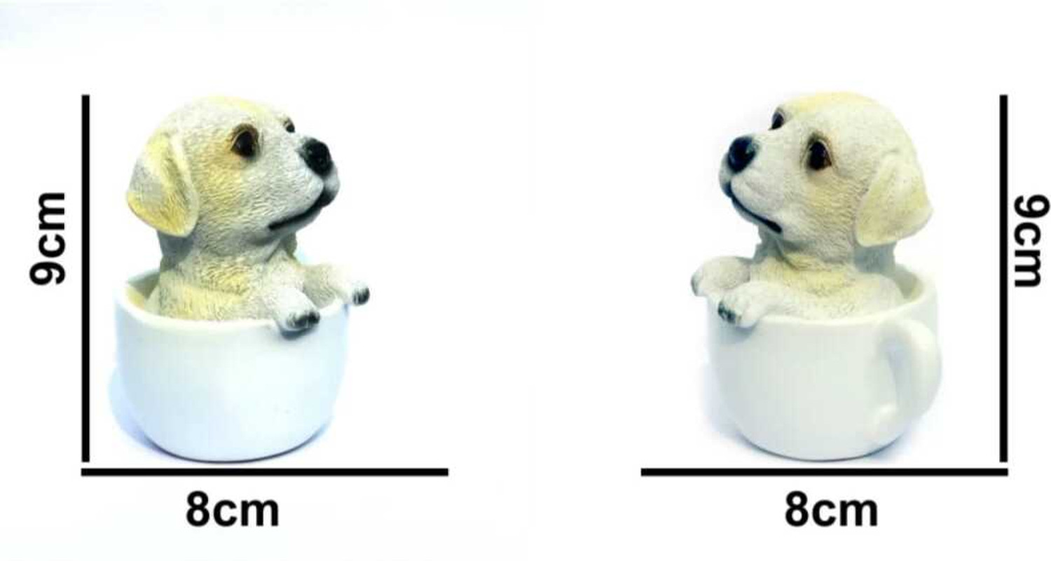 Image of Bhaktinayak Cute Dog In Mug Decorative Showpiece - 9 cm (Polyresin, White)