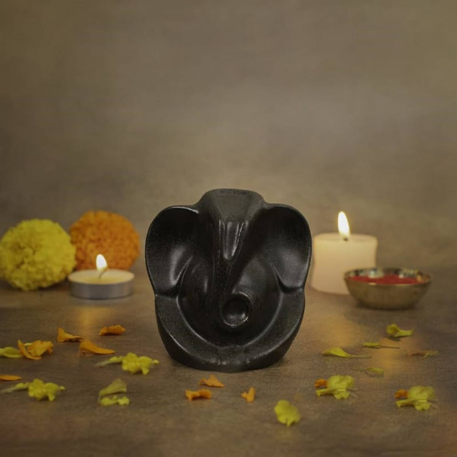 Mattelon Pyrite Ganesh Idol for Home Decor | Handmade Lord Ganesha Murti\ Decorative Showpiece - 8 cm