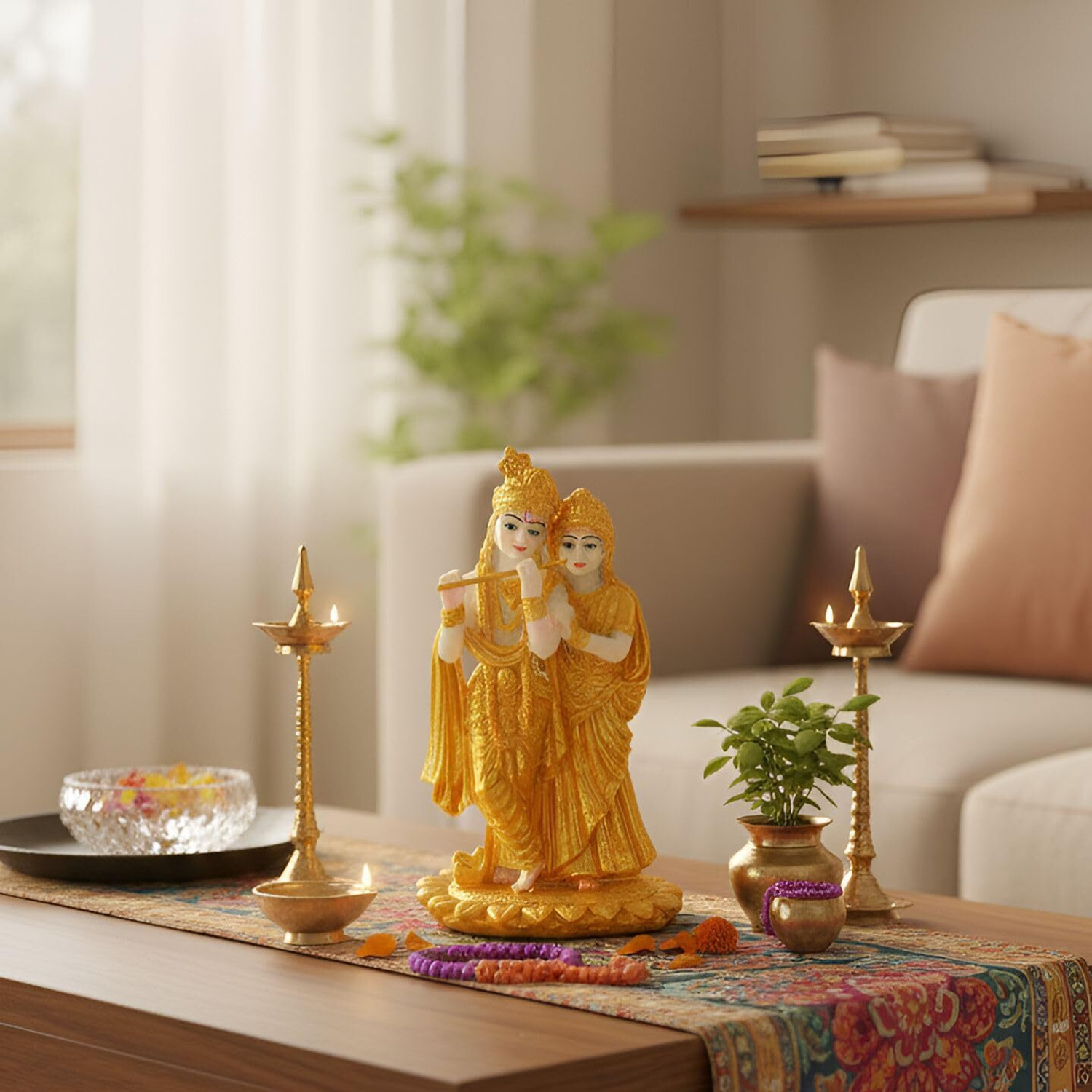 Image of krishnagallery1 Lord Radha Krishan Murti Marble Finish Decorative Showpiece - 28 cm