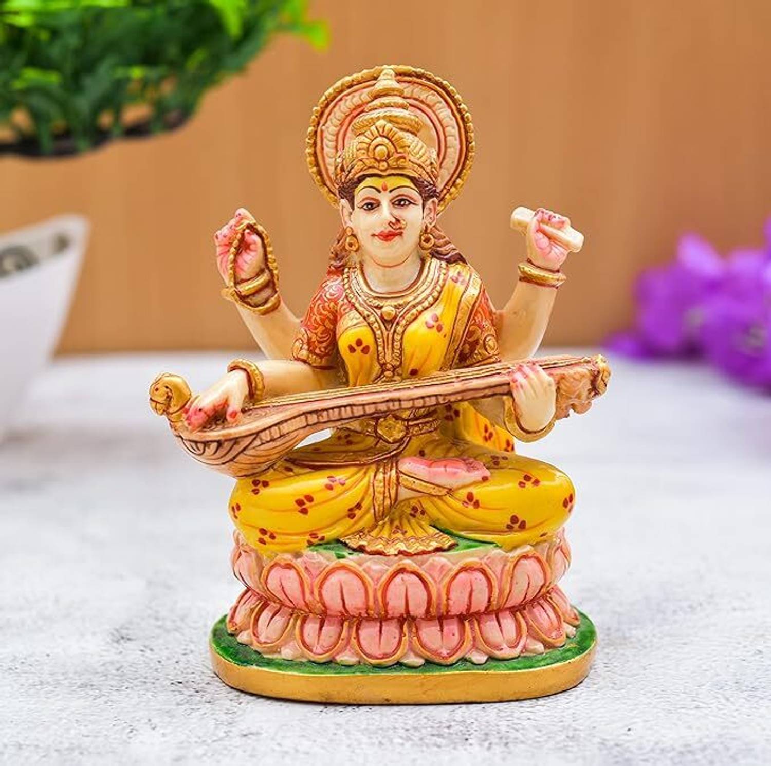 LNT saraswati idol Decorative Showpiece  -  14 cm