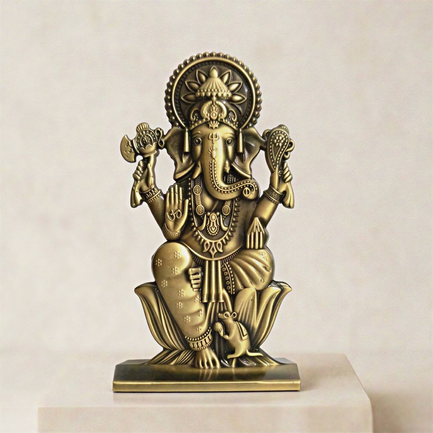 Nandisth Ganesh ji Premium Metallic Idol Decorative Showpiece - 10 cm