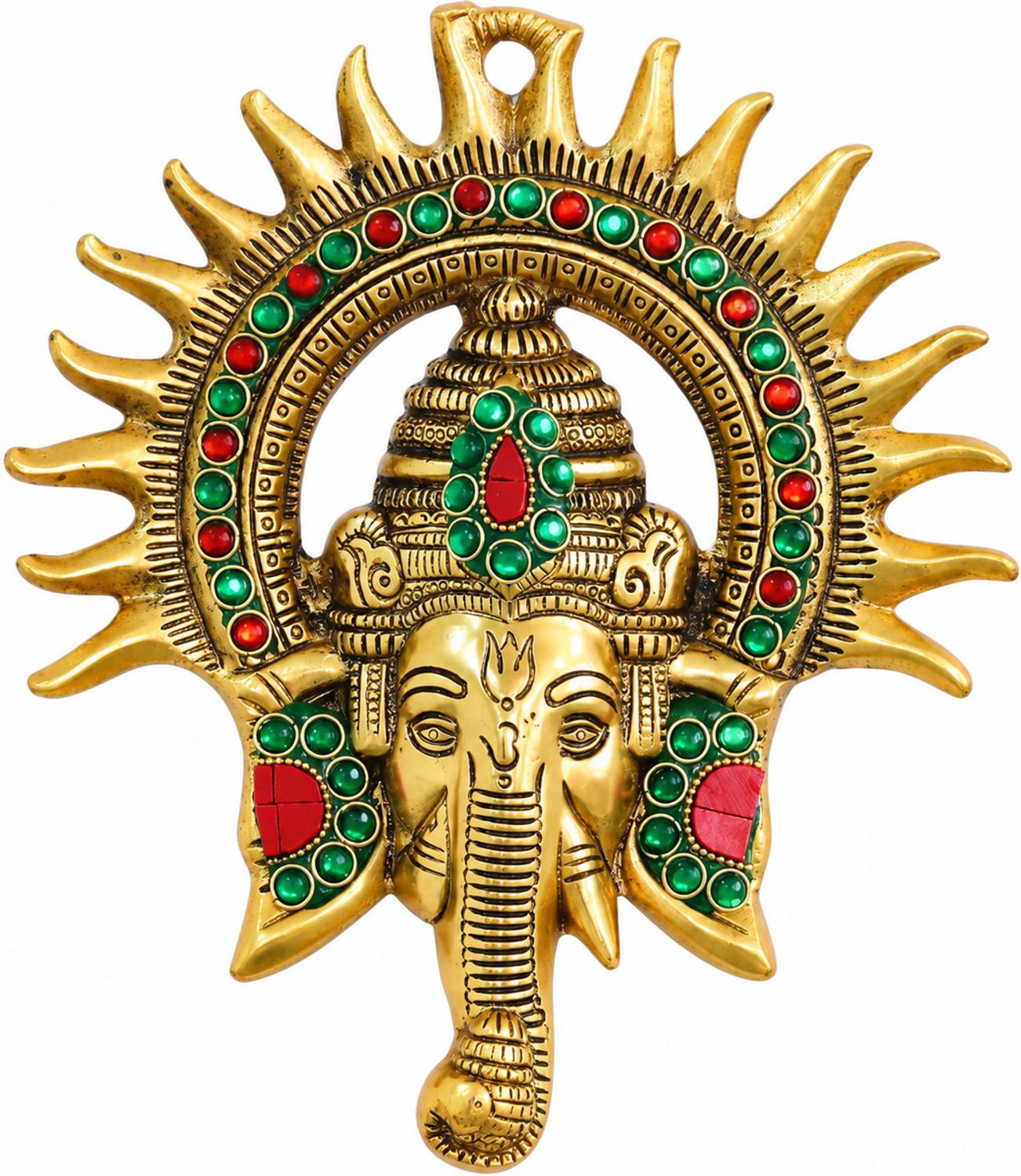 DreamKraft Ganesha Idol with Surya Chakra | Wall Hanging Ganesh Murti for Home Mandir Decorative Showpiece - 22 cm