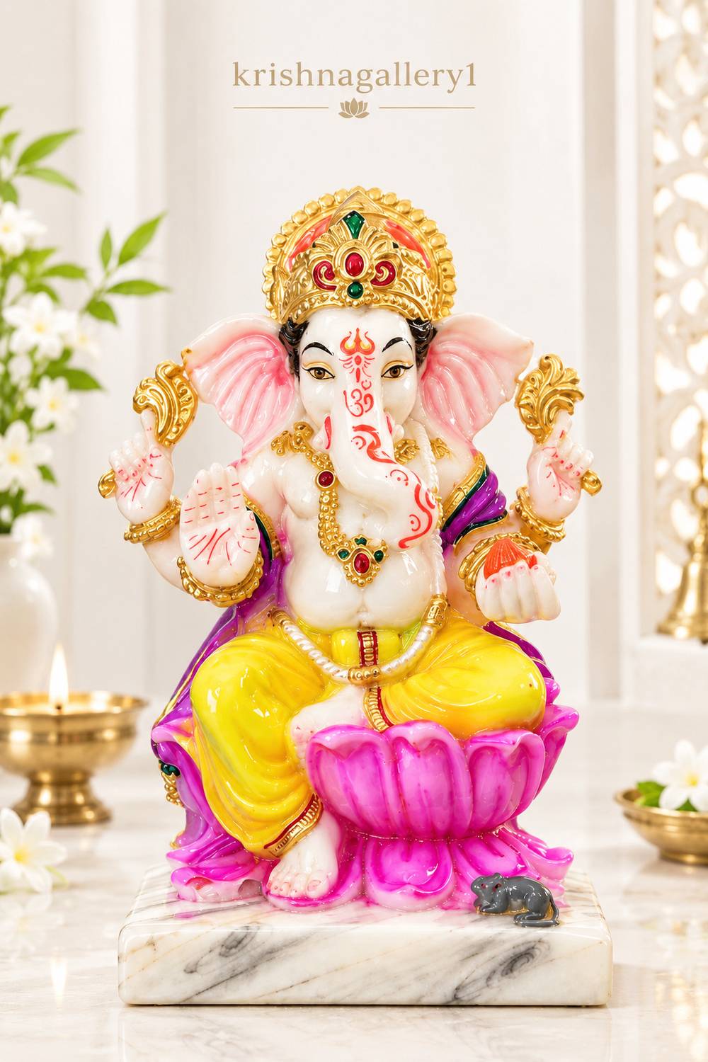 krishnagallery1 clr Ganesh Statue Murti , Ganesh Ji Murti , Ganpati Statue 7 INCH Decorative Showpiece  -  14 cm