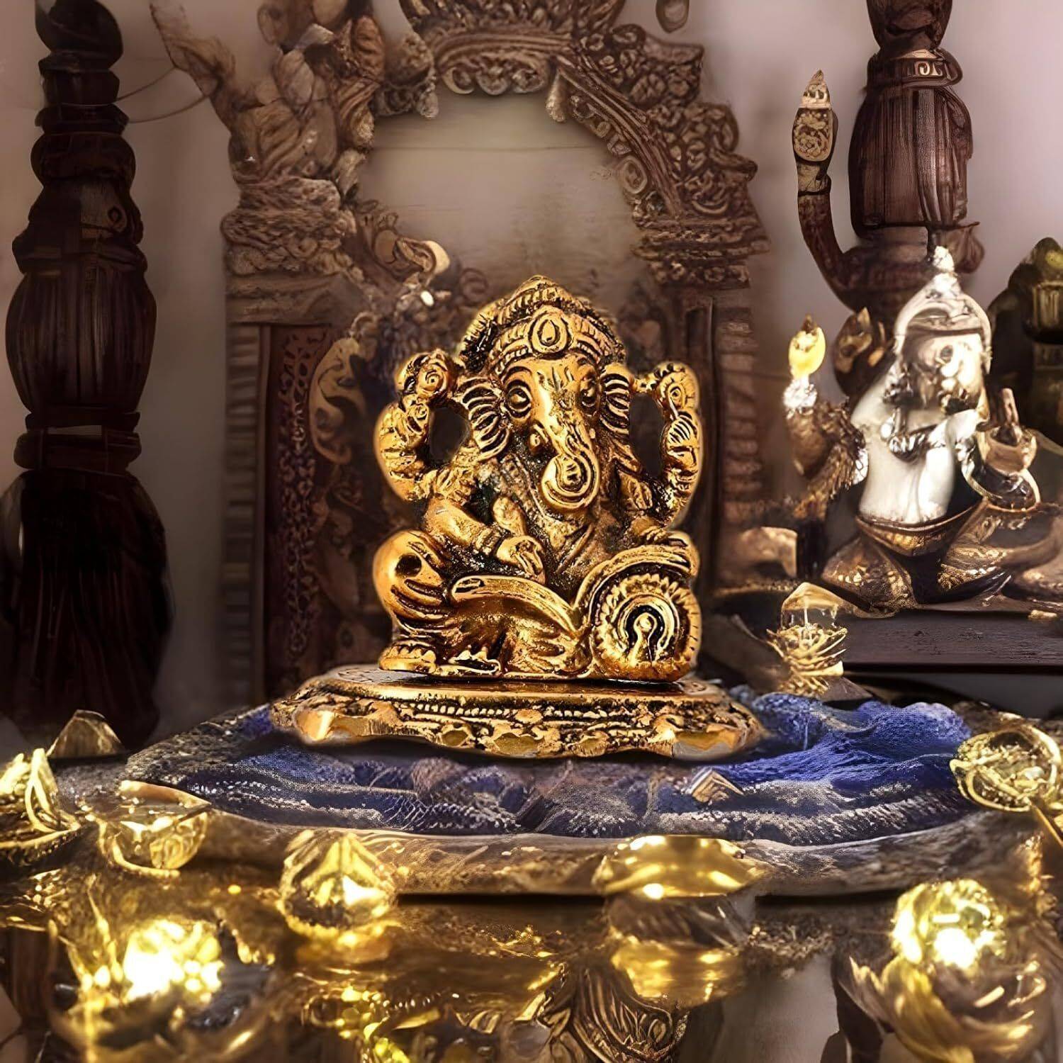 KridayKraft Ganesha ji Reading Book Statue,Ganpati Murti Decorative Showpiece - 8 cm