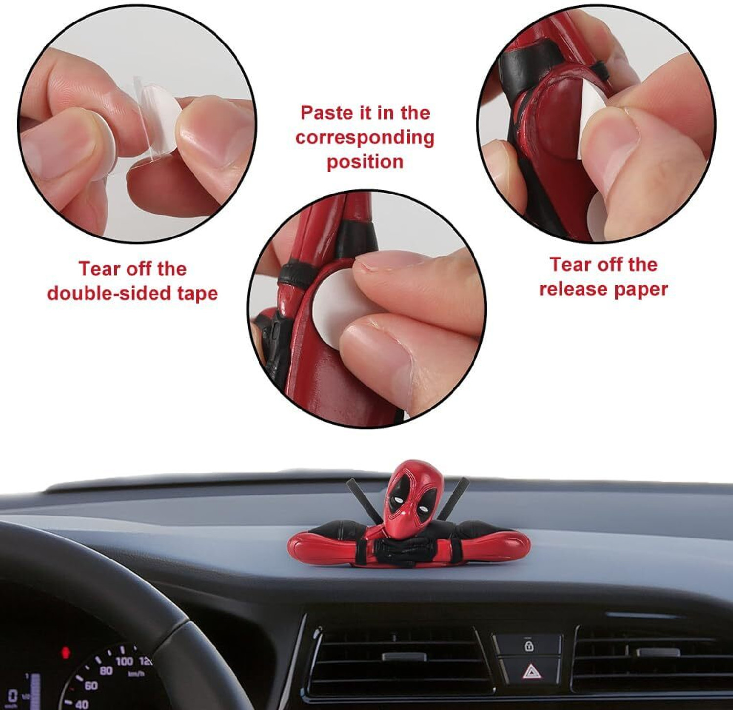 Image of INDIWARRIOR Car Decoration Dashboard Accessories Deadpool Decorative Showpiece - 8 cm