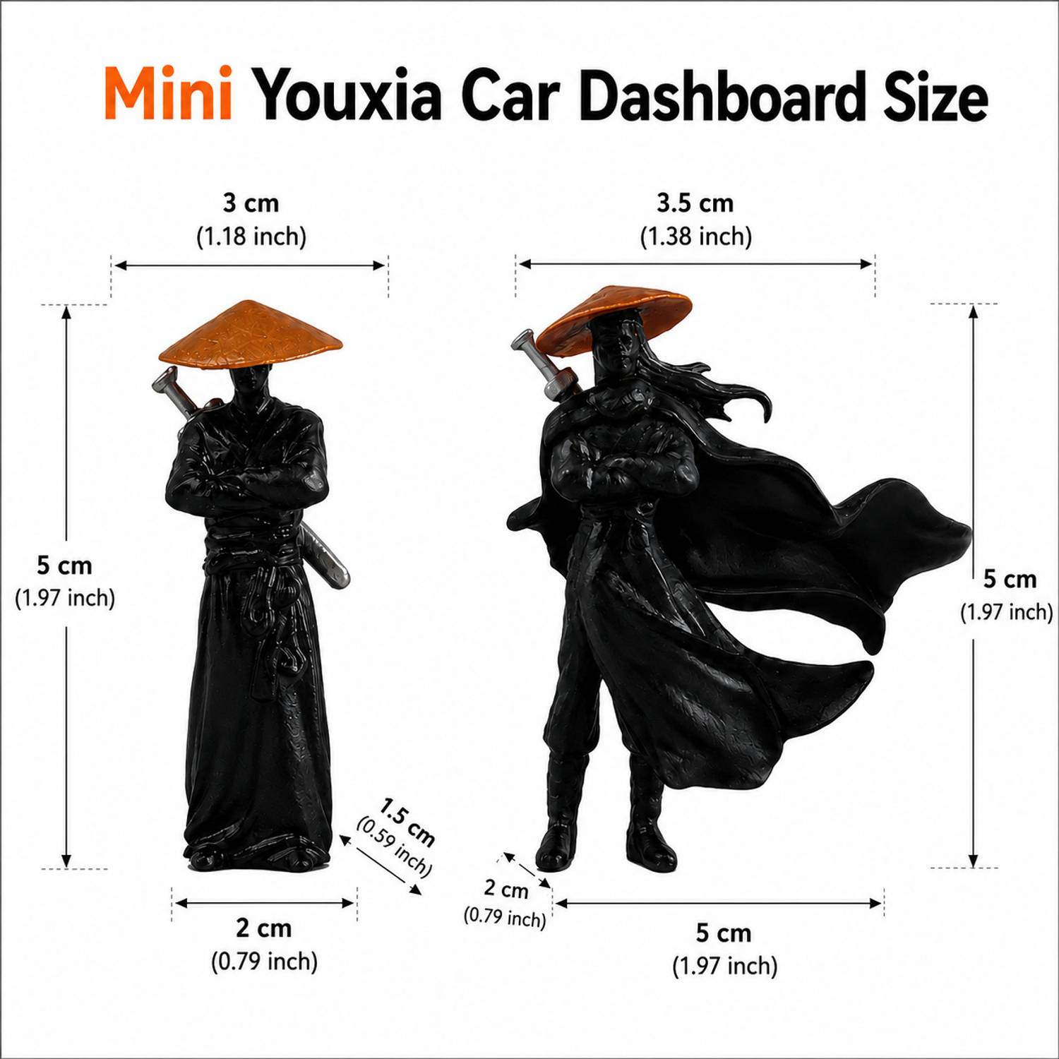 VinayakDecorz 2 pcs Mini Youxia Warrior Car Decoration Set - 6 cm - Image 2