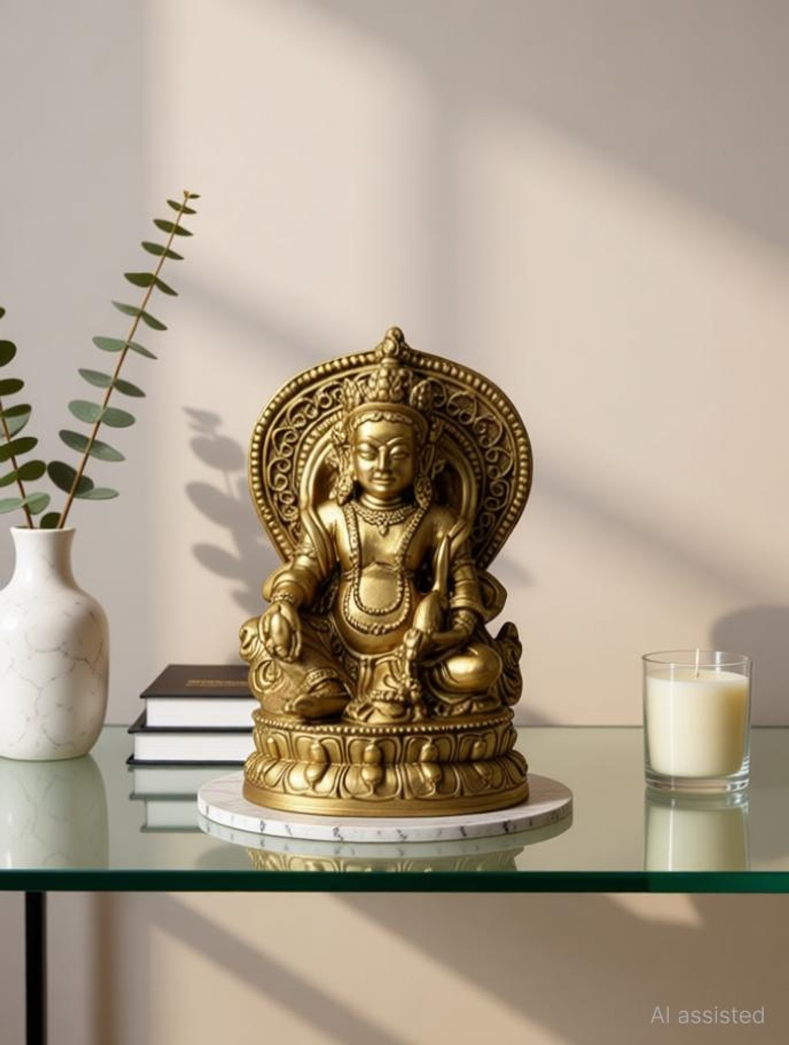 Image of Inara Creation Kuber Idol Statue Murti for Home Vastu Puja Money Good Luck Decorative Showpiece - 6 cm
