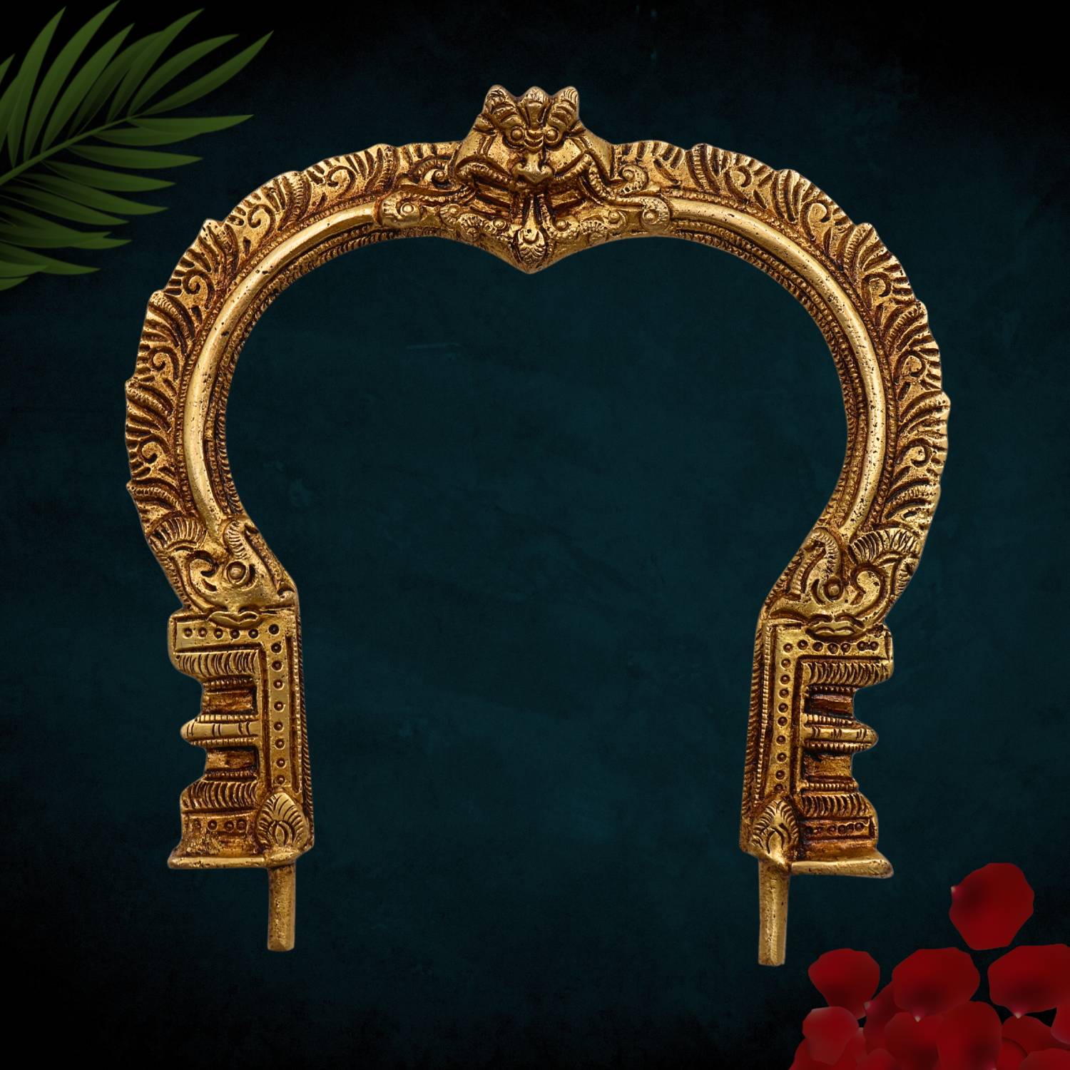 Bhunes Brass Prabhavali | Prabhawal Brass | Prabhawali Frame | Brass Frame For Wall Decorative Showpiece - 19 cm