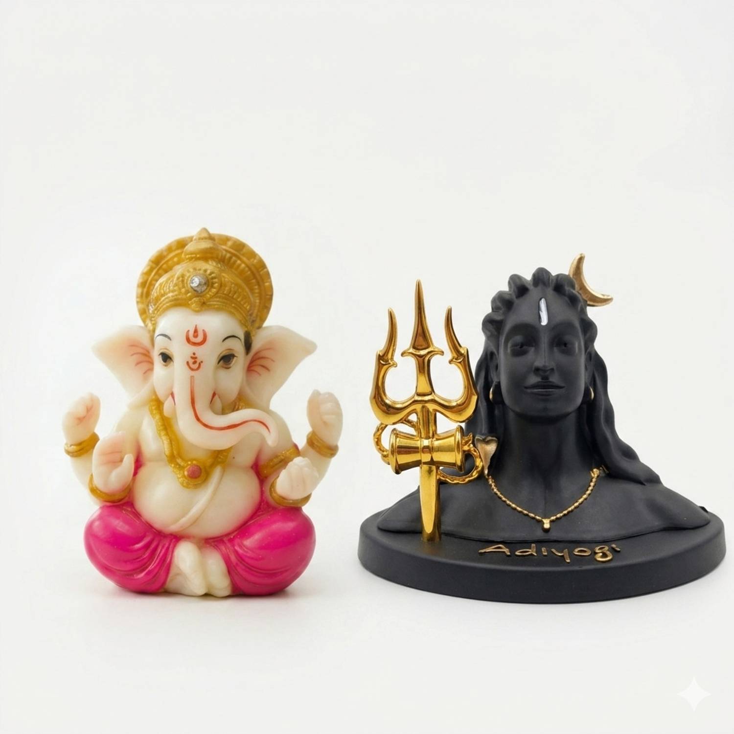 Murtiva decor Ganpati & Shiva Idol for Car Dashboard Home Decoration Showpiece Gift Items Decorative Showpiece - 7.5 cm
