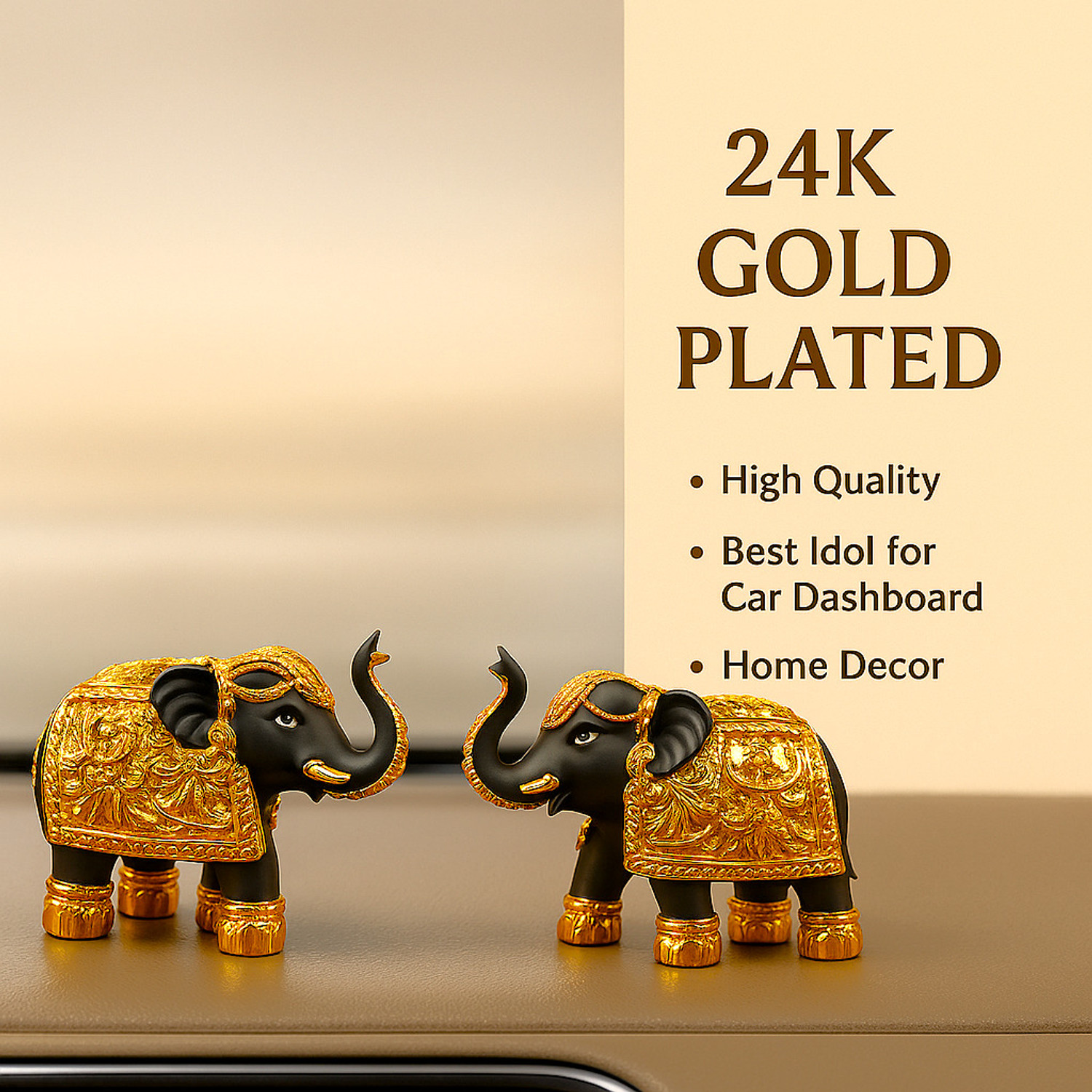 Image of NIHARIKA HANDICRAFT Set of 2 Cute Royal Elephant Showpiece - Premium Home, Car Decor & Gift items Decorative Showpiece - 9 cm