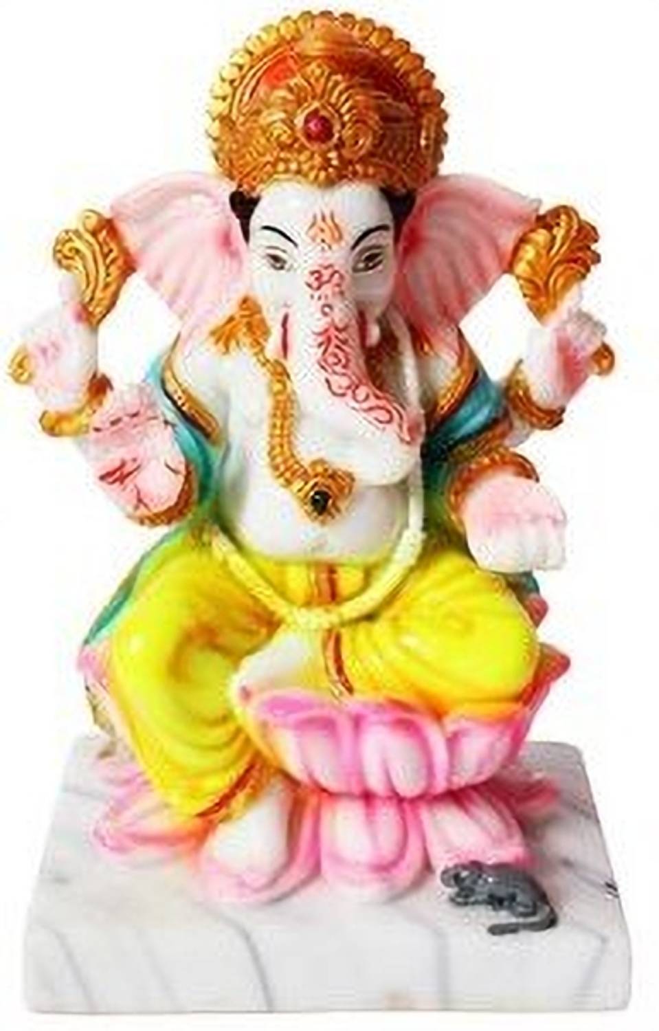 HUBZONES Ganesh Statue Marble Murti for Pooja Gift Showpiece Idol 7 Inch, Multicolour Decorative Showpiece  -  18 cm