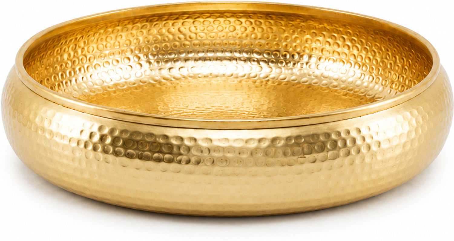 Image of BrassIndustry Handcrafted 8 Inch Hammered Metal Gold Urli Bowl for Decor Decorative Showpiece - 6.35 cm