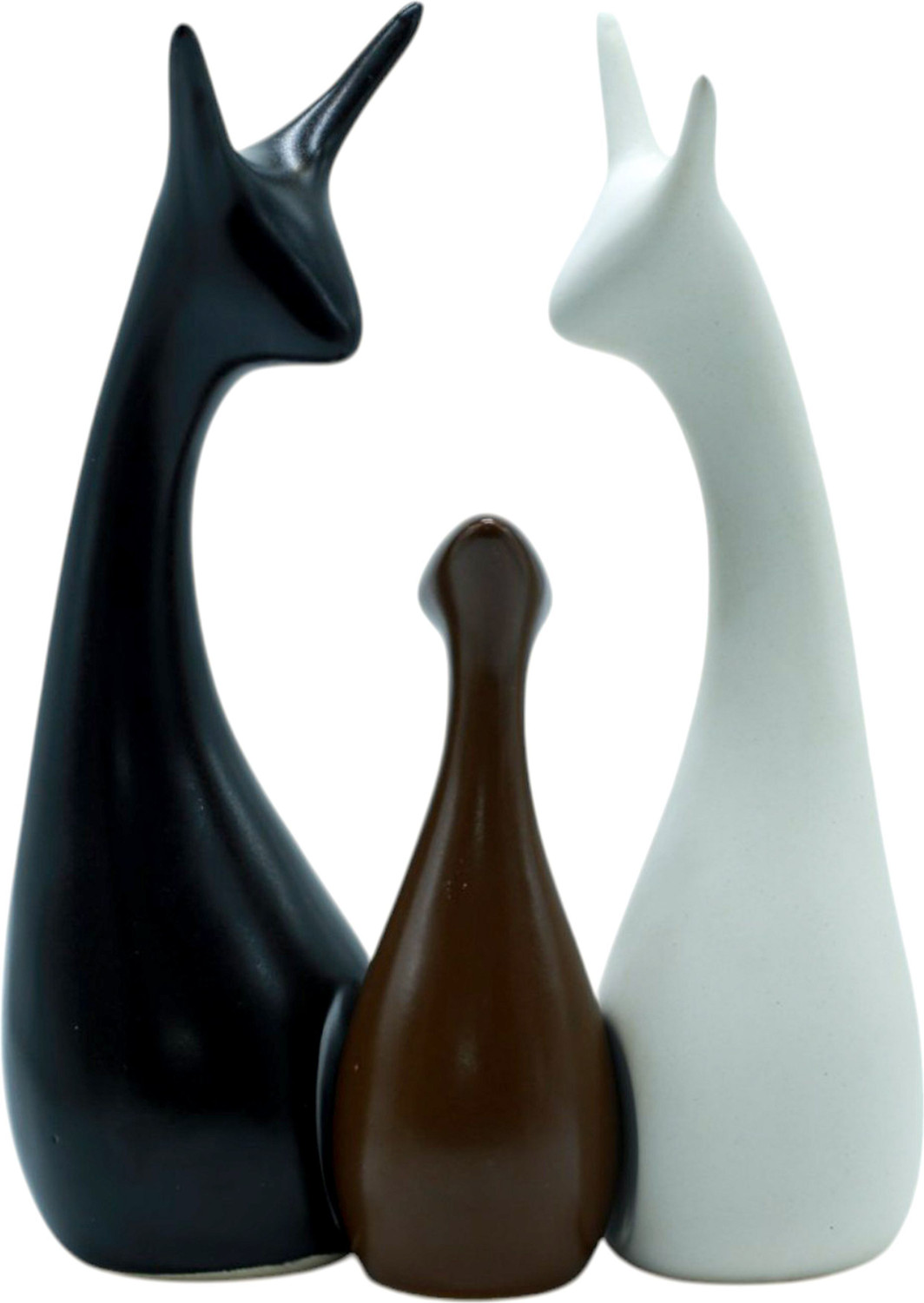 Image of aabco Ceramic Deer Set of 3 Brown Black White Showpiece for Table Shelf Home Decor Decorative Showpiece - 12 cm