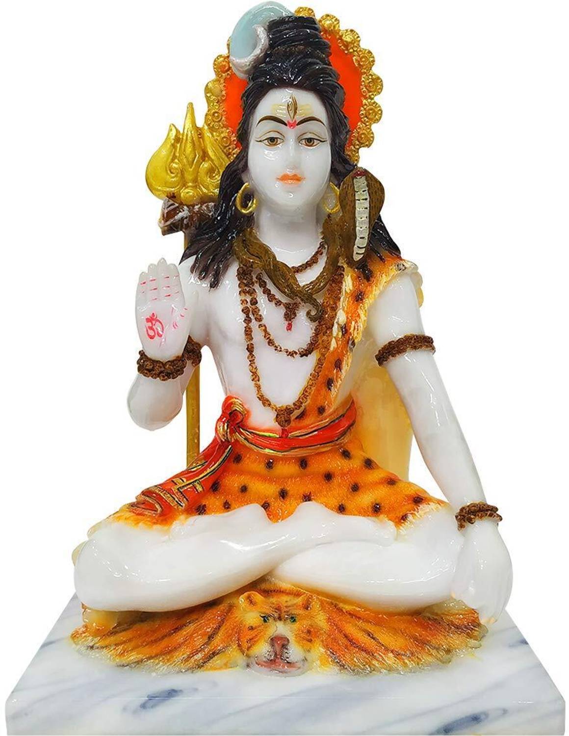 HUBZONES Marble Dust Shiv Sankar Idol Bhole Nath God Shiva Handicraft Statue Spiritual Decorative Showpiece  -  17.78 cm