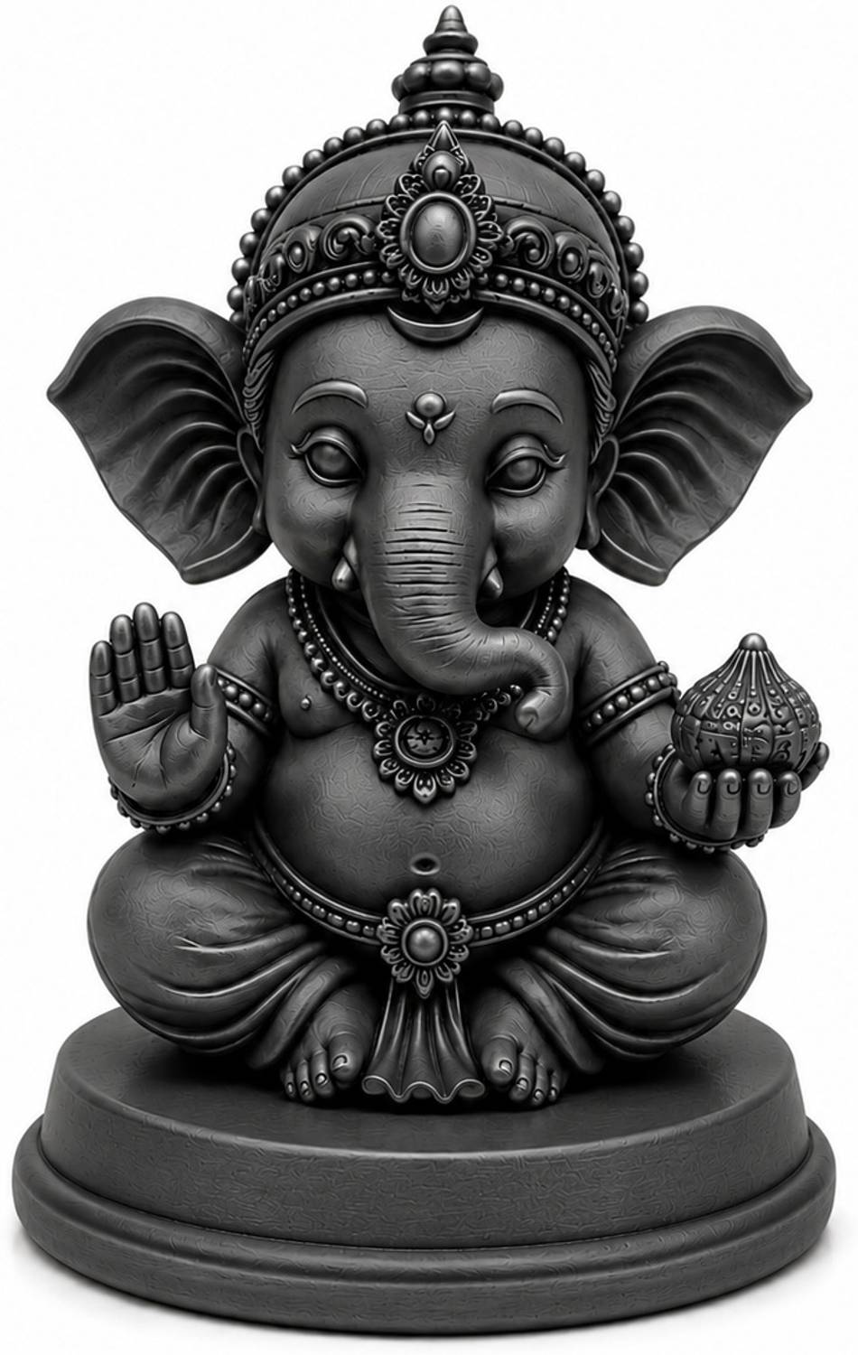 glomantic Baby Ganesh Grey Idol for Car Dashboard, Home & Gift (Height 4 Inch, 47gm) Decorative Showpiece - 10 cm