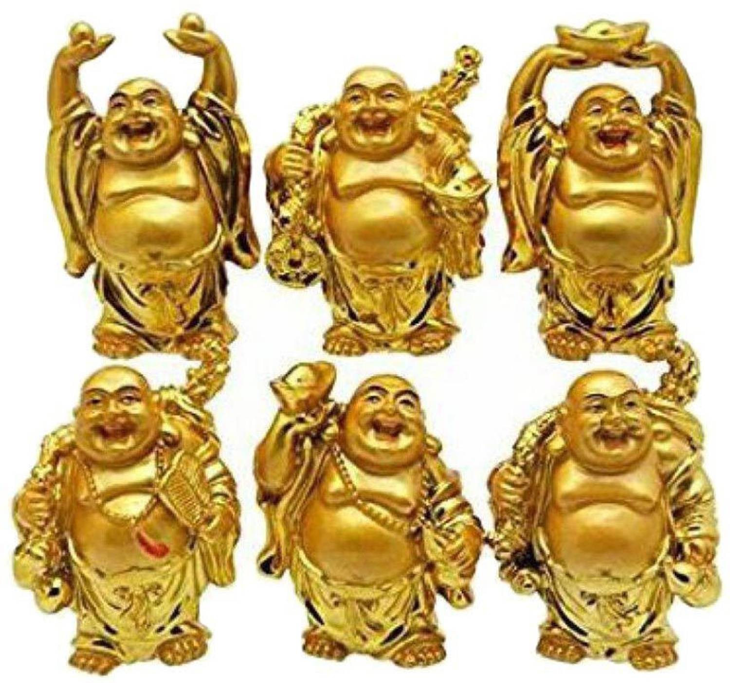 NITIN COLLECTION LAUGHING BUDDHA (SET OF SIX) Decorative Showpiece