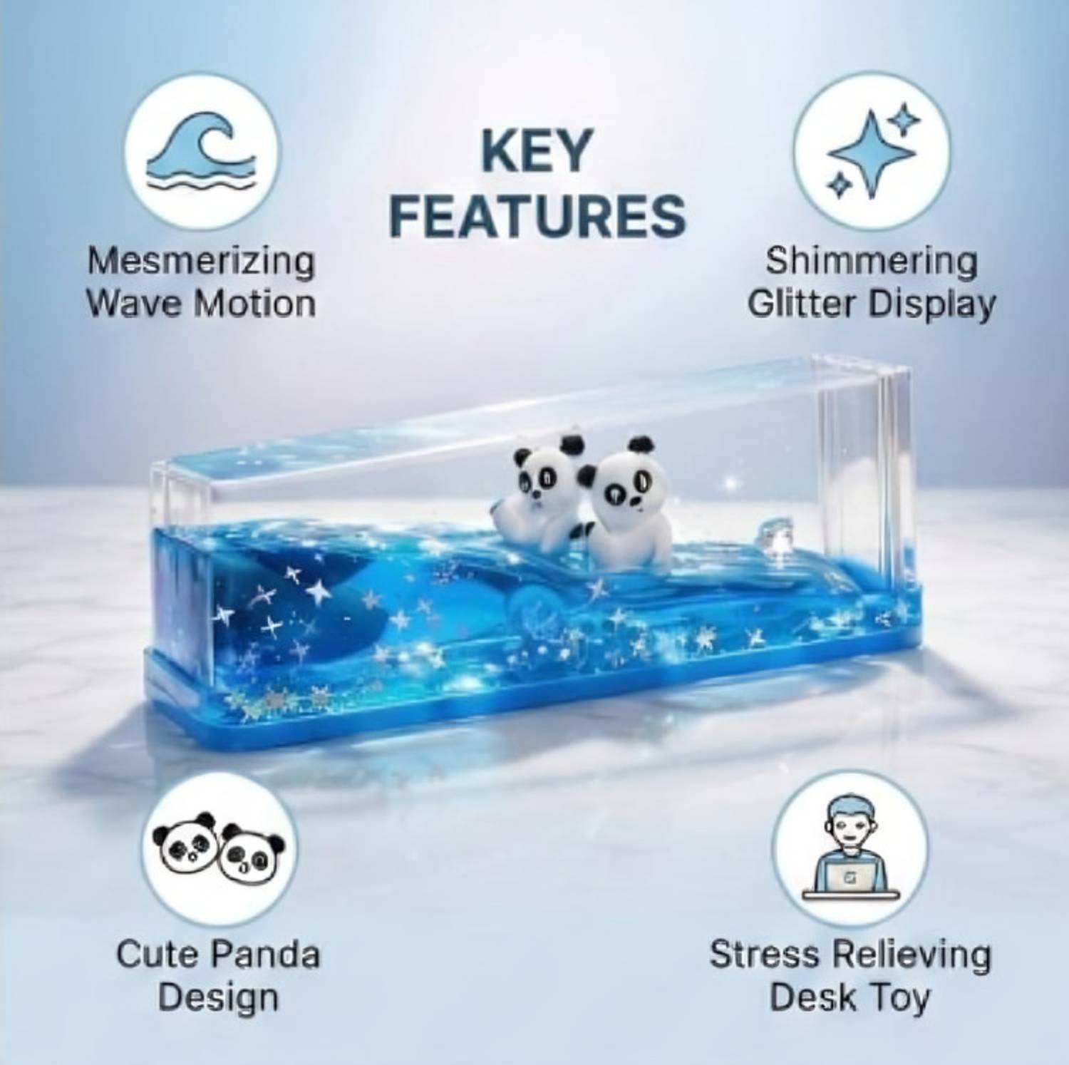 Suthar's Panda Wave Blue Fluid Paperweight 5 cm - Image 4