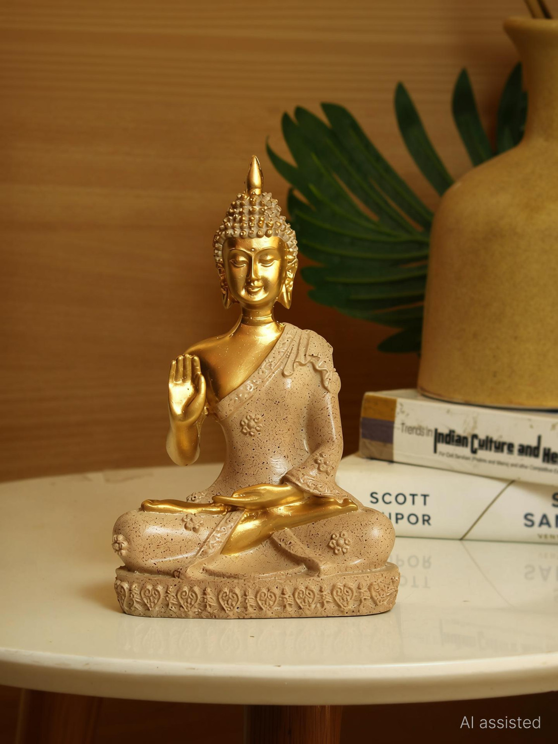 Image of TIED RIBBONS Meditating Buddha Idol Statue for Home Decor Living Room Table Bedroom Office Decorative Showpiece - 16.5 cm