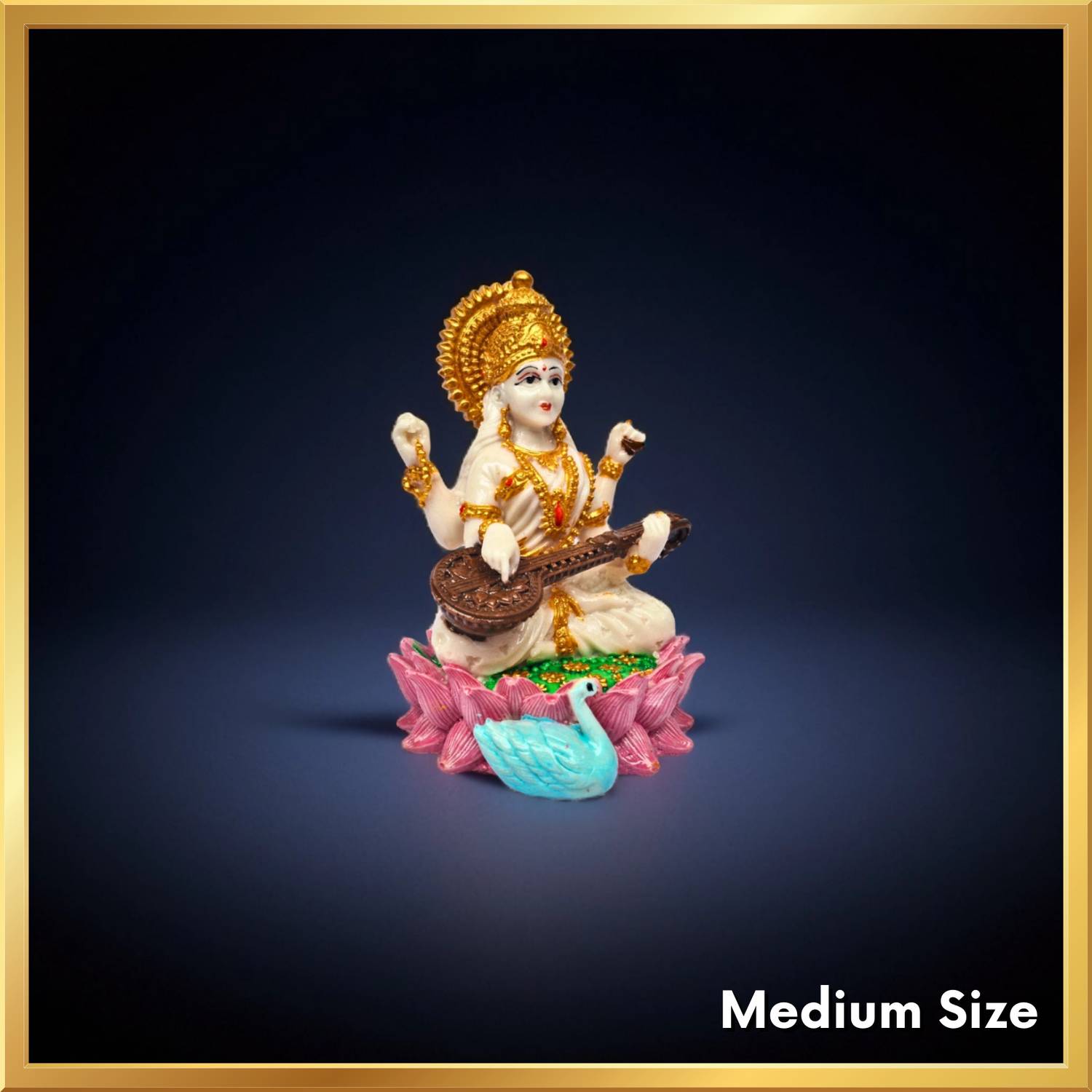 Achyuta Saraswati Maa idol For Home Temple , Car Dashboard , office and Study Desk Decorative Showpiece  -  9 cm