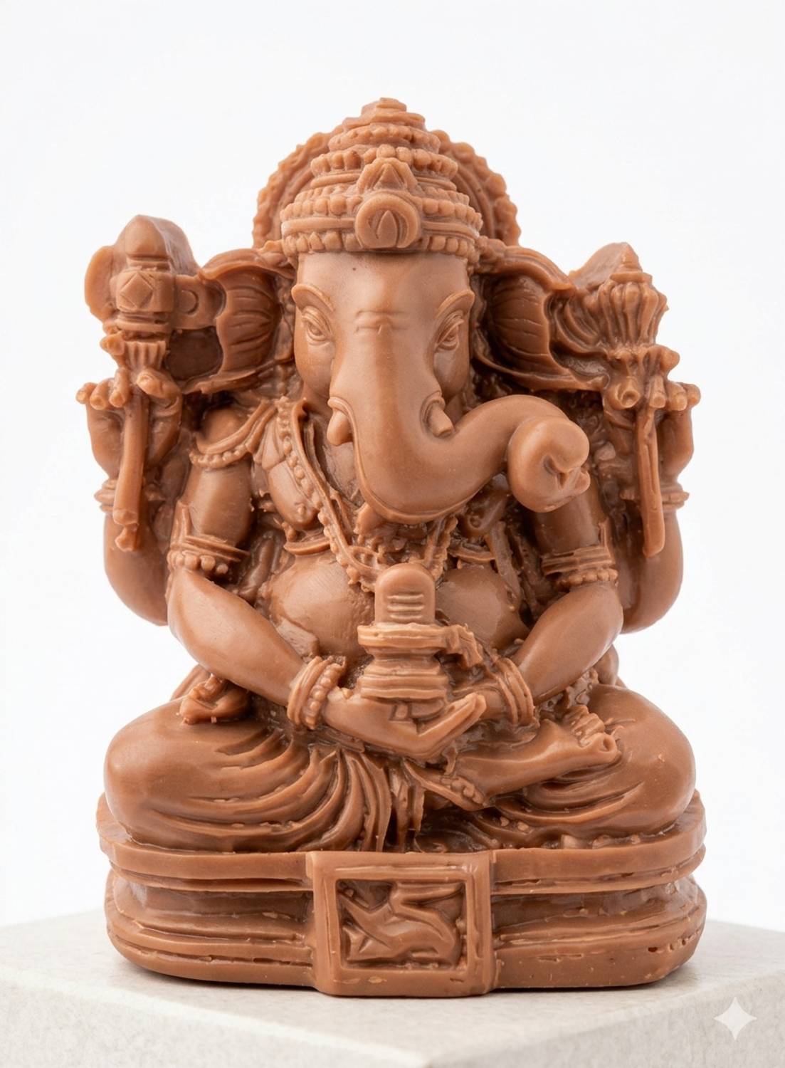 hands of odisha Ganesha Holding Shivling Statue | Marble Dust Ganpati for Home & Desk Decorative Showpiece - 8 cm