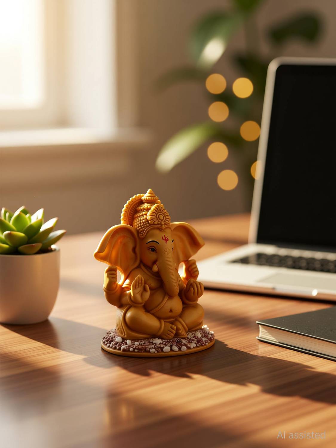 Trendx Decor Kaan Ganesha Idol Showpiece Murti Figurine for Car Dashboard Home Office Decorative Showpiece  -  10 cm