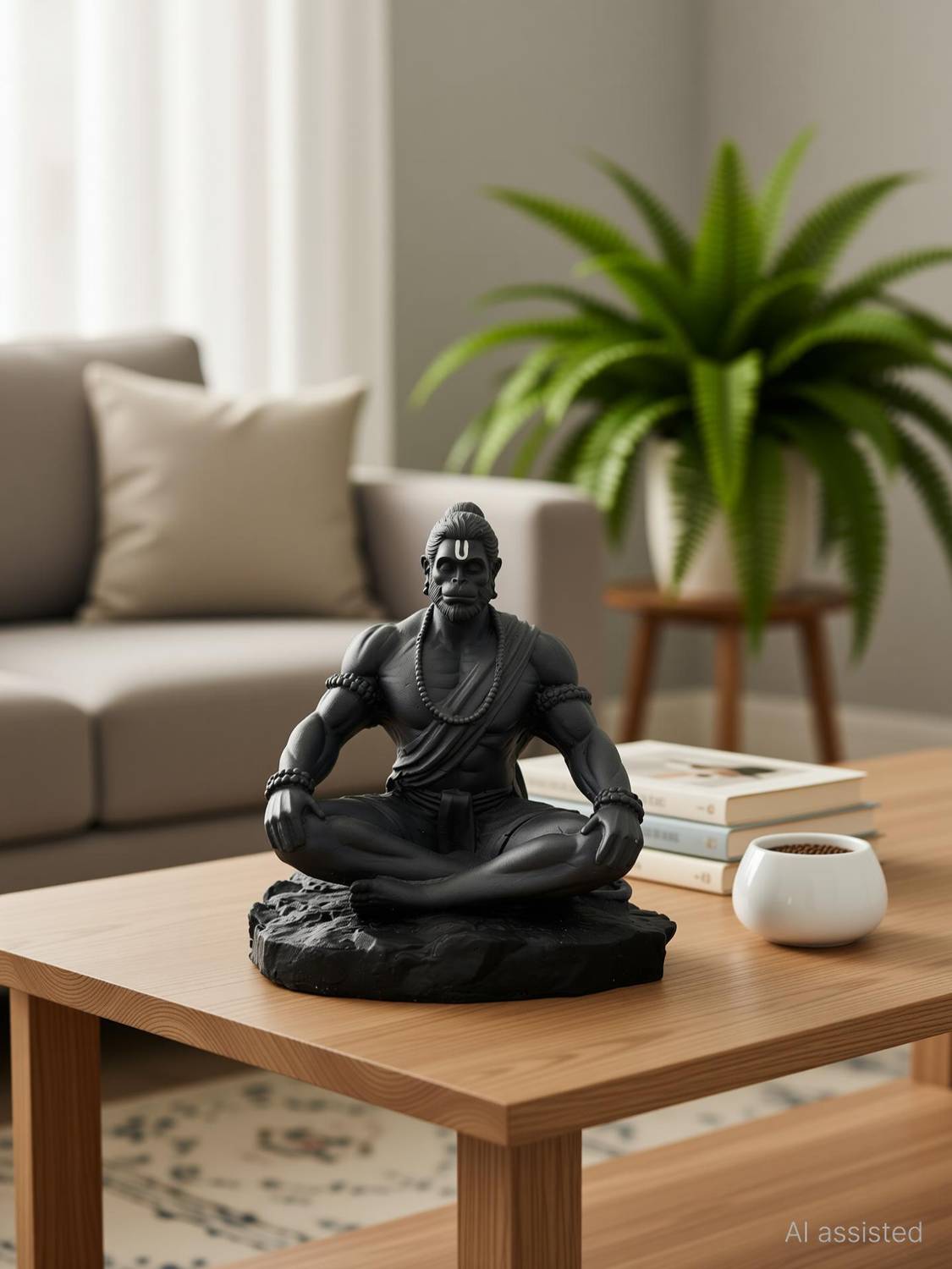 Adordecor Hanuman Idol in Meditating Pose - Resin Dashboard Figurine Decorative Showpiece - 10 cm
