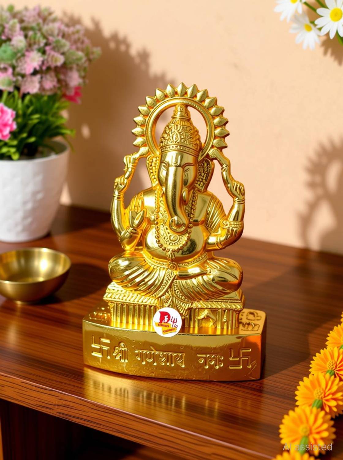 DARIDRA BHANJAN Ganesh idol, ganesha statue, Ganpati idol, metal ganesh idol Decorative Showpiece - 11 cm