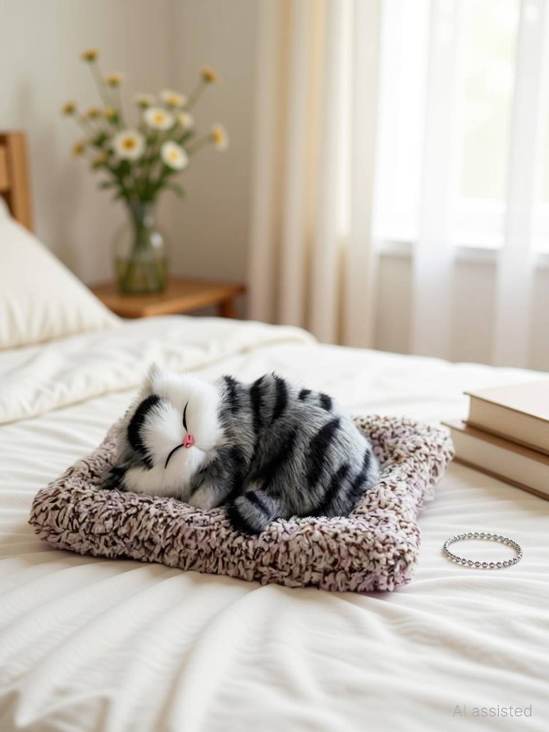 APEROL DESIGN Sleeping Cat Plush Toy for Car Dashboard Mini Soft Toy Cute Figurine Cat 18×14×5 Decorative Showpiece - 5 cm