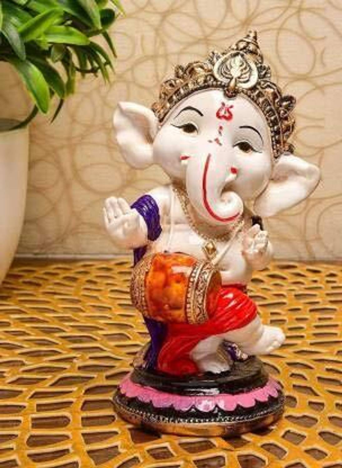 PICKARTME Little Cute Ganesha Murti (Dholak), Lord Ganesha statue | Idol for Home Décor Decorative Showpiece - 15 cm