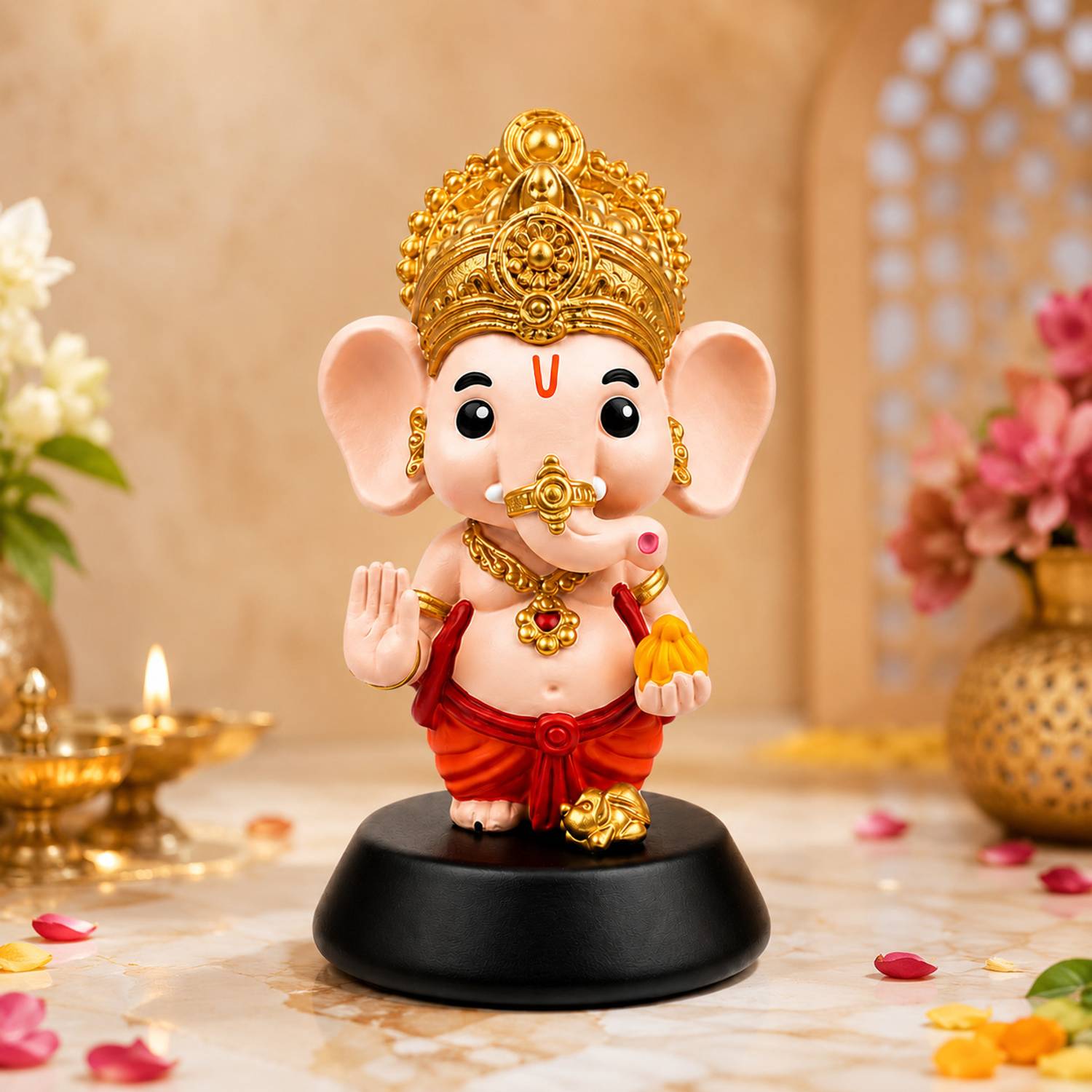 br store Ganesh Ji Idol for Car Dashboard | Vighnaharta Ganesha Decorative Showpiece - 10.15 cm
