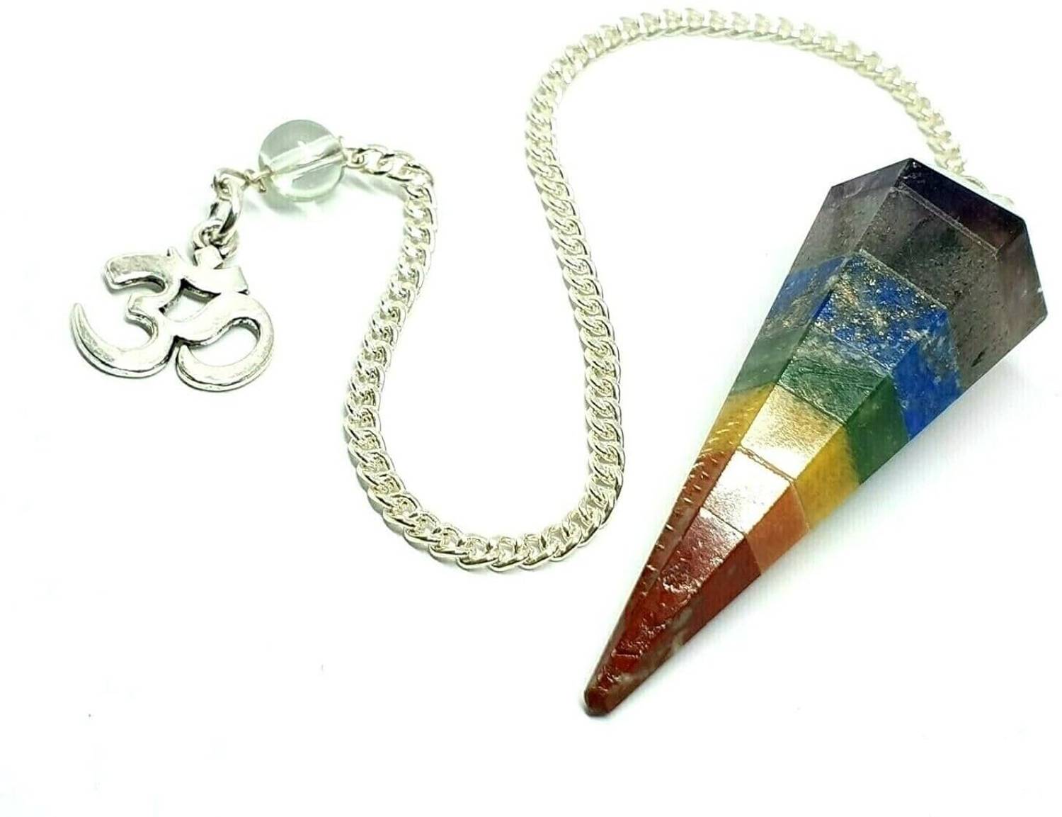 AIR9999 Seven Chakra om Aum Charm Bonded Crystals Pendulum Dowser Decorative Showpiece  -  3 cm