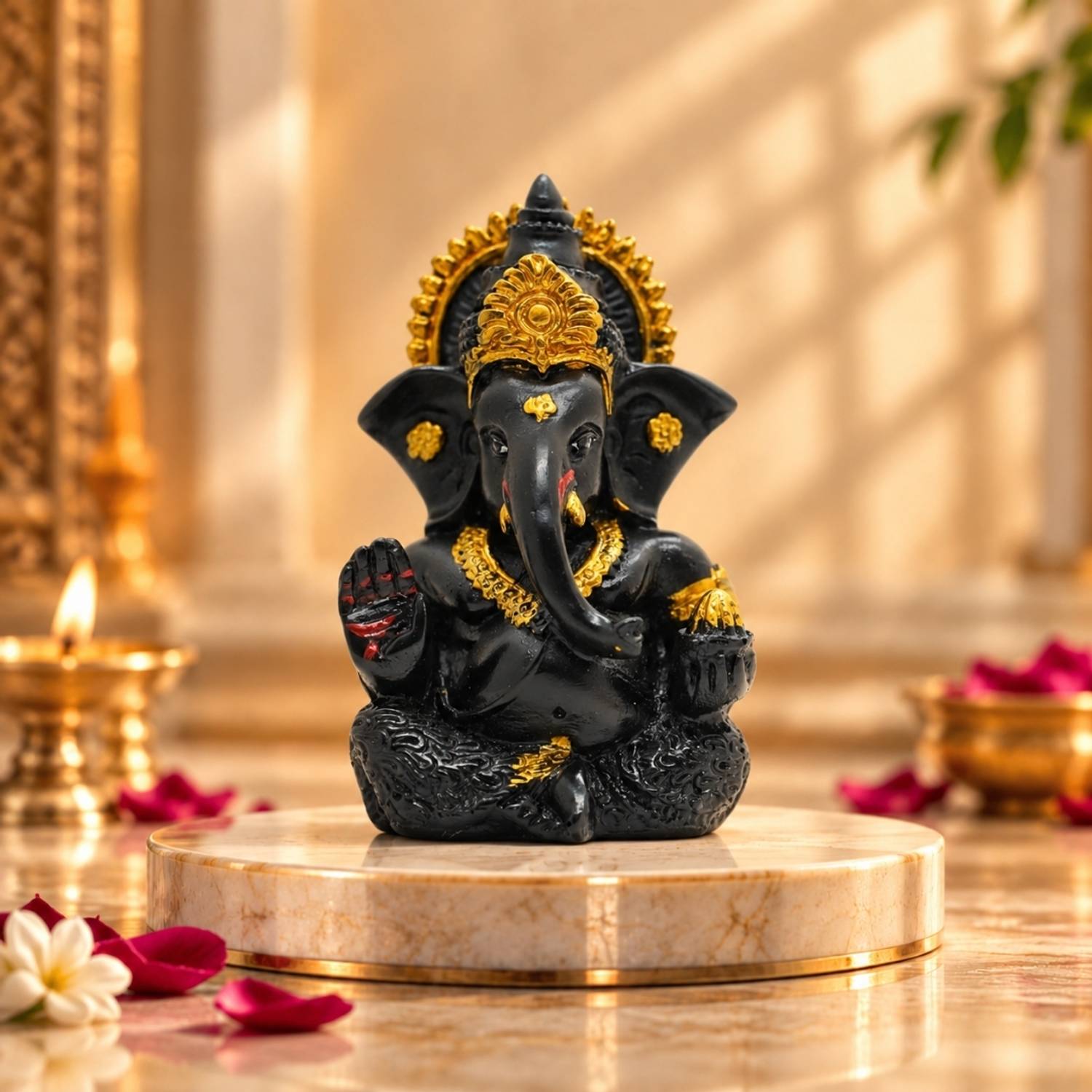 VAMA Siddh Lord Ganesh Idol for Car Dashboard | Ganpati Idol for Home, Office, Mandir Decorative Showpiece - 8.89 cm