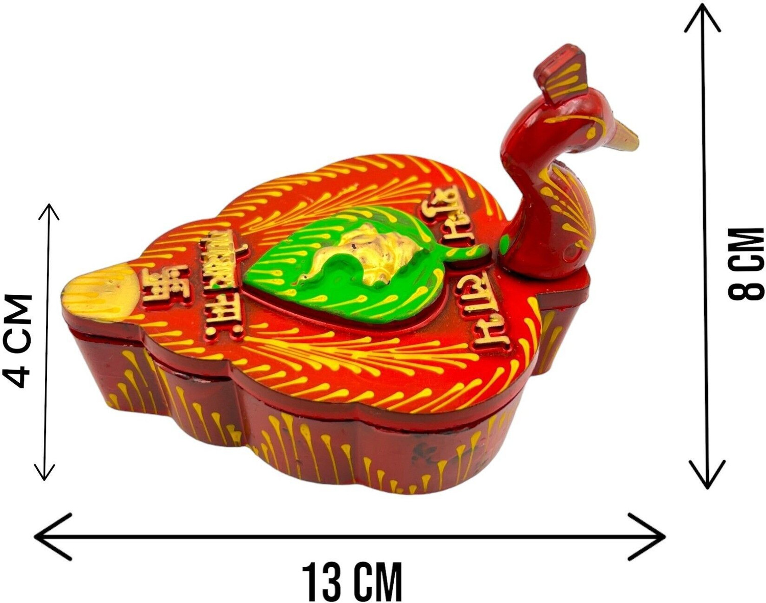 Image of lookart Peacock Shape Meenakari Work Kumkum Box Decorative Showpiece - 13 cm