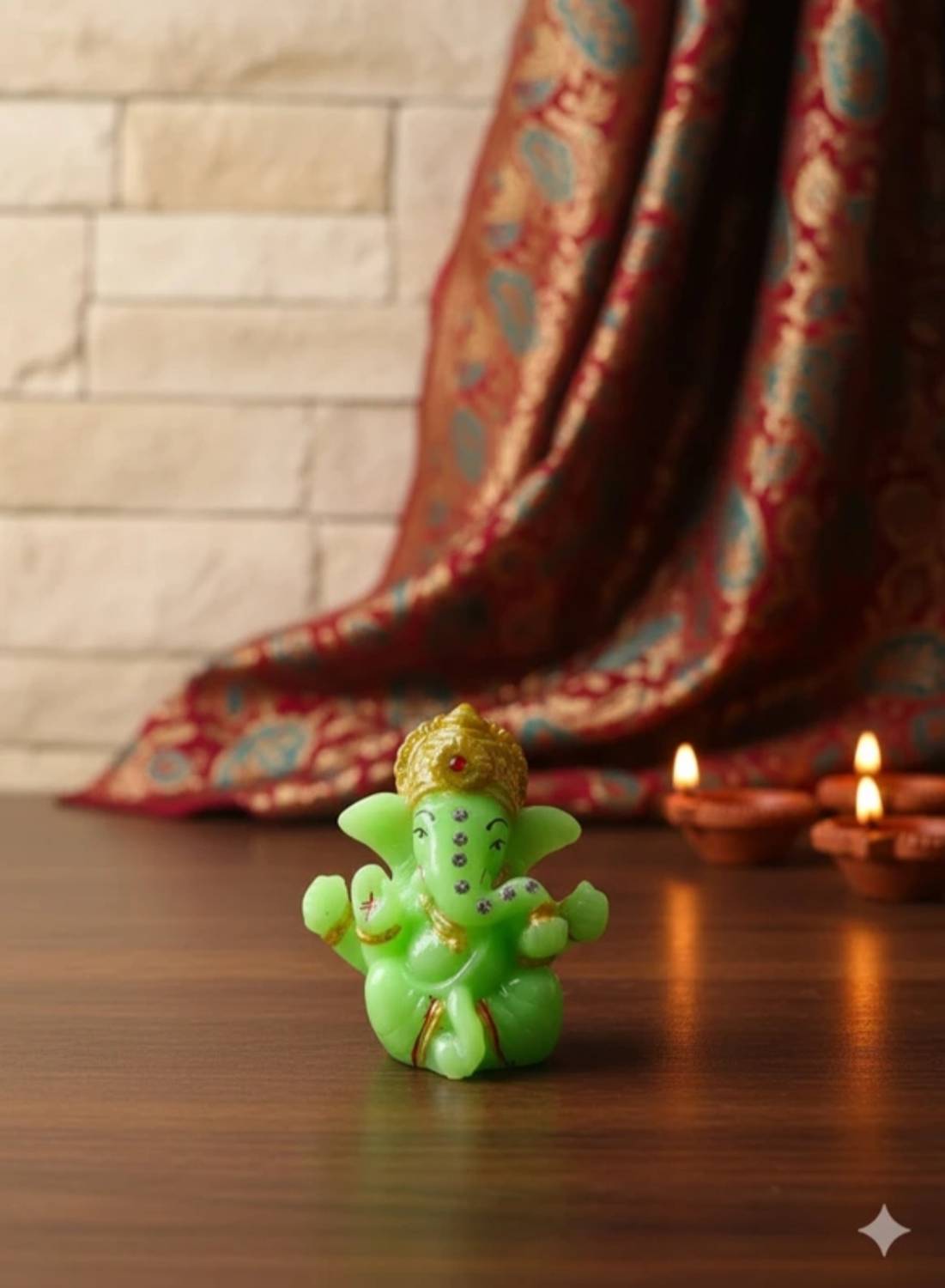 Craftoholic Radium Lord Ganesha , Ganesh, Ganpati cardashboard Hindu Figure Decorative Showpiece - 5 cm