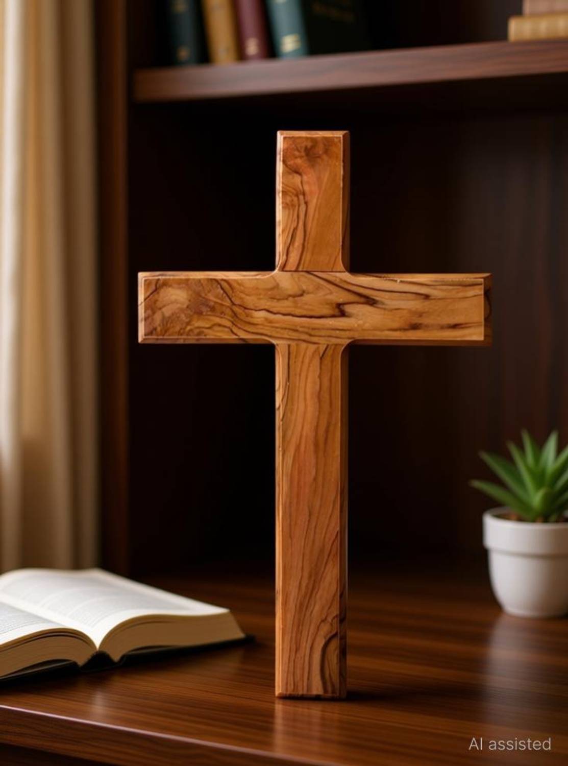 Calvin handicrafts Jesus Christ Cross Catholic Wooden Crucifix for Wall, Church Chapel | Home Decor Decorative Showpiece  -  3.8 cm