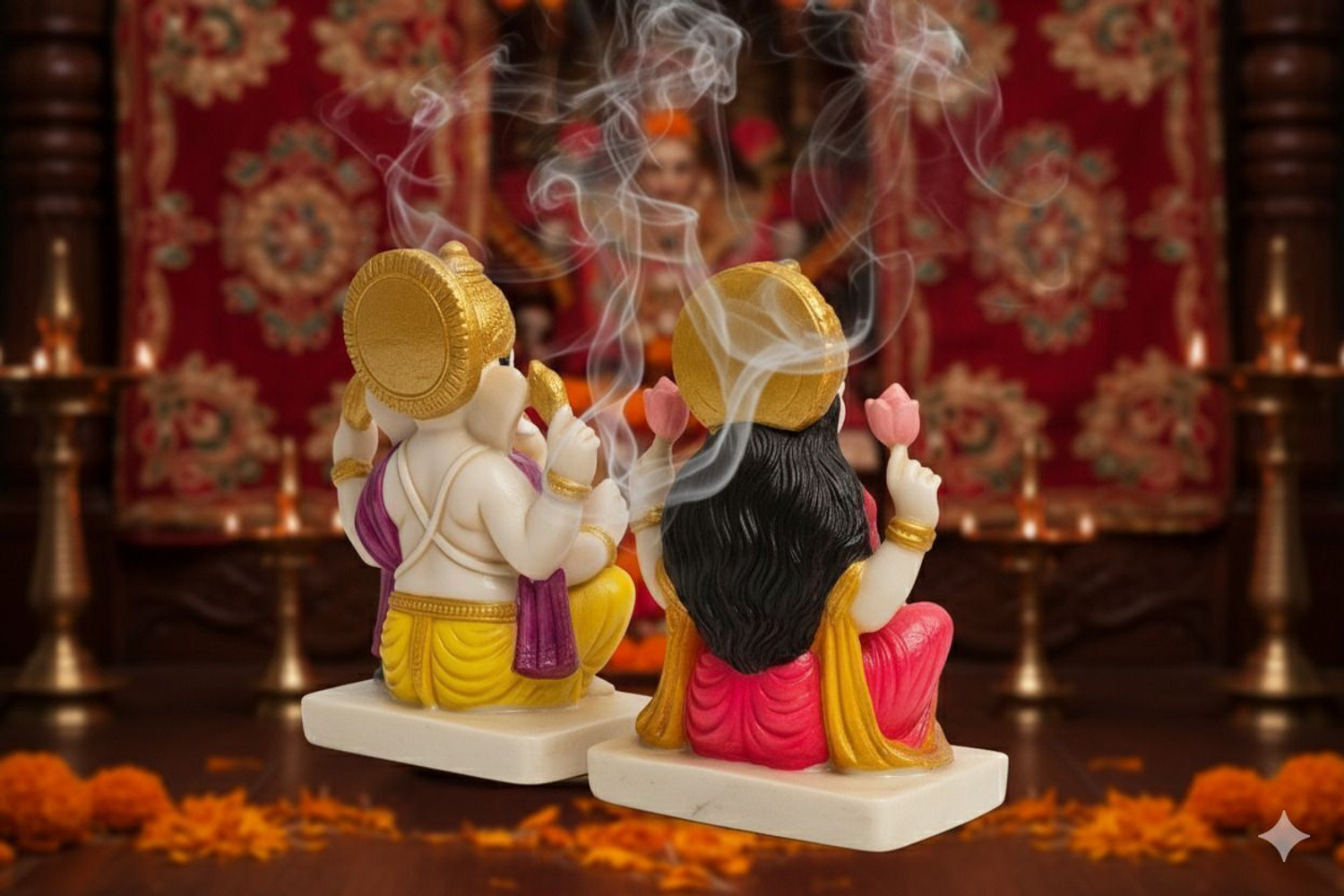 Image of WearrCraftJPR Laxmi Ganesh Ji Idol Symbol of Wealth, Wisdom, Prosperity & Divine Blessings Decorative Showpiece - 10 cm