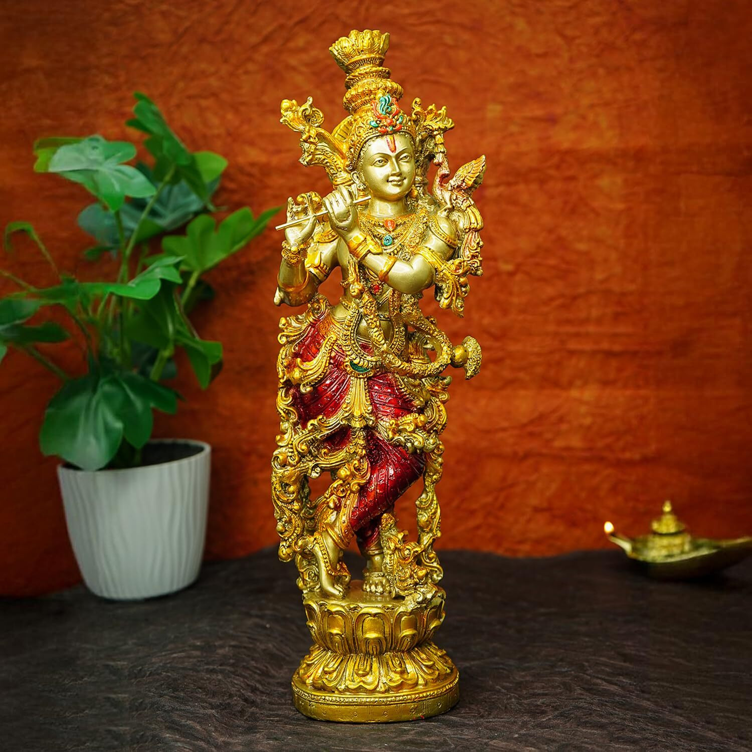 Image of PRG Lord Krishna Standing Idol for Home Decor, Pooja Room & Temple Use Decorative Showpiece - 35 cm