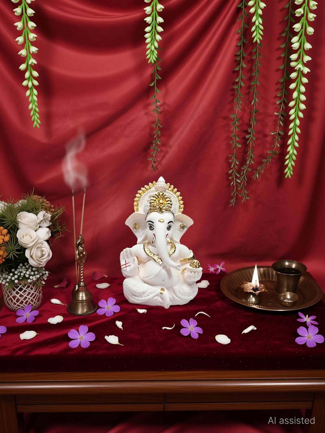 ANI DIVINE Lord Ganesh Idol for Car Dashboard Puja Room Mandir Temple Office Desk Decorative Showpiece - 8 cm